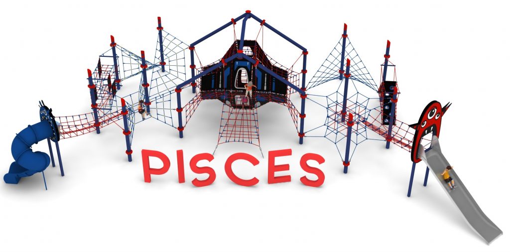 Grande structure de jeu en corde avec toboggans pour aire de jeux