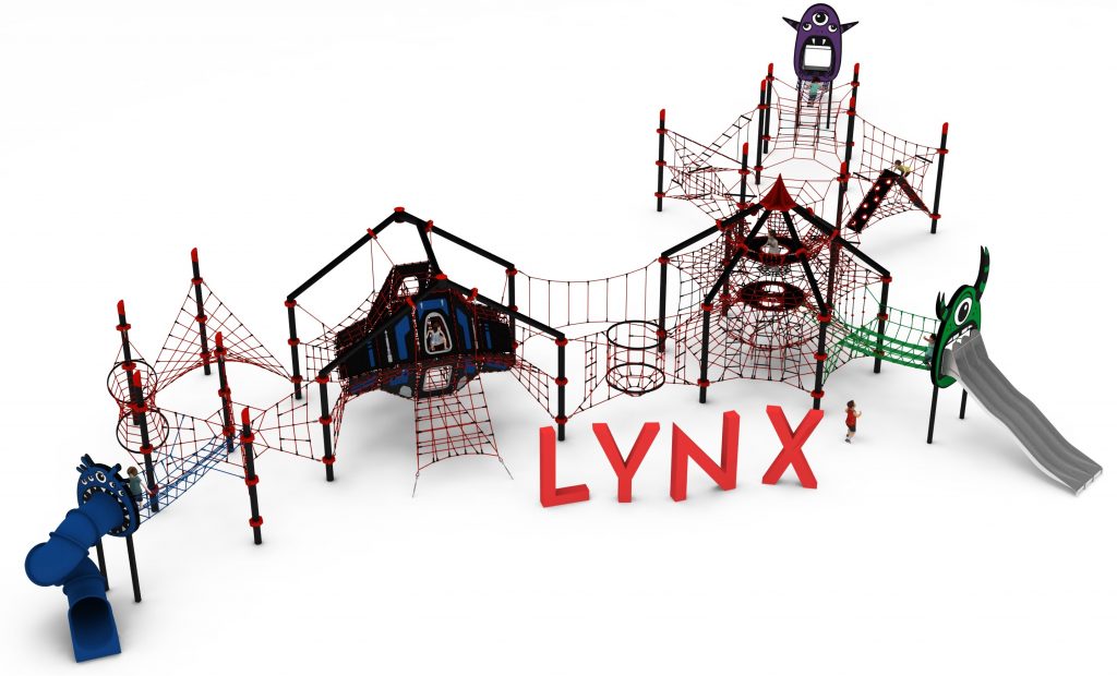 Tres grande structure de jeu en corde pour aire de jeux