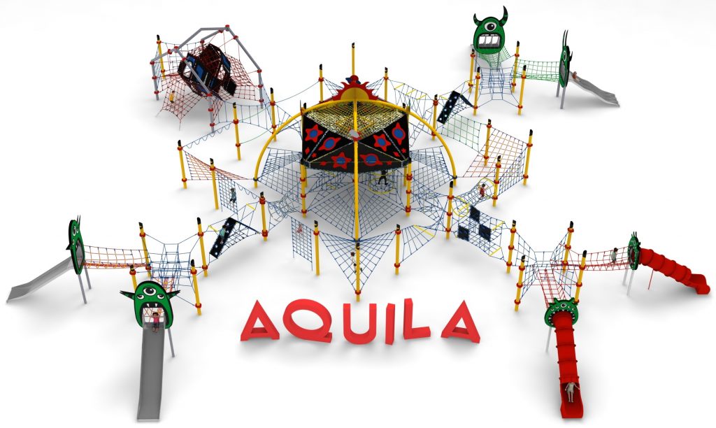 Tres grande structure de jeu en corde pour aire de jeux