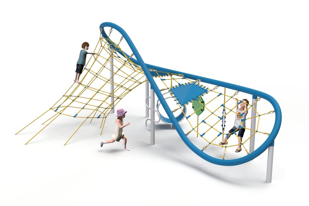 structure tubulaire de jeu en huit pour aire de jeux exterieure