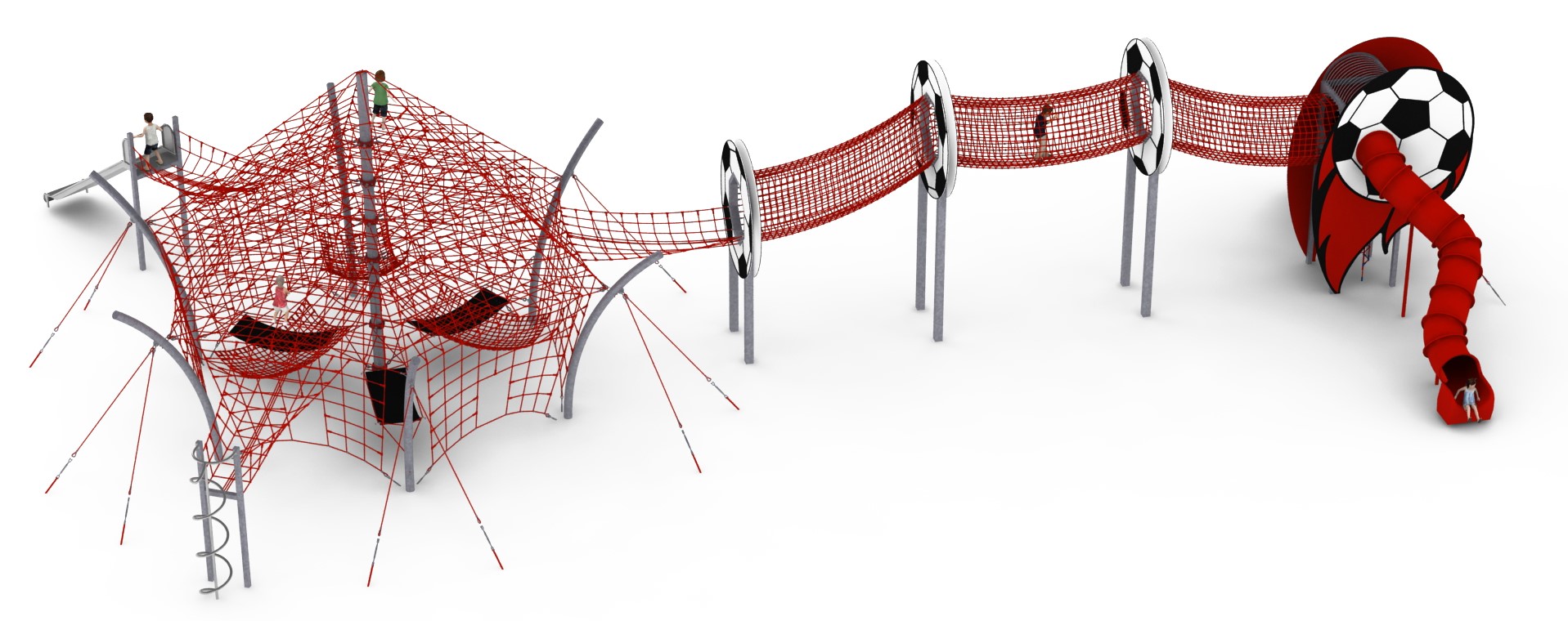 structure de jeu thematique arene de football en corde pour aire de jeux
