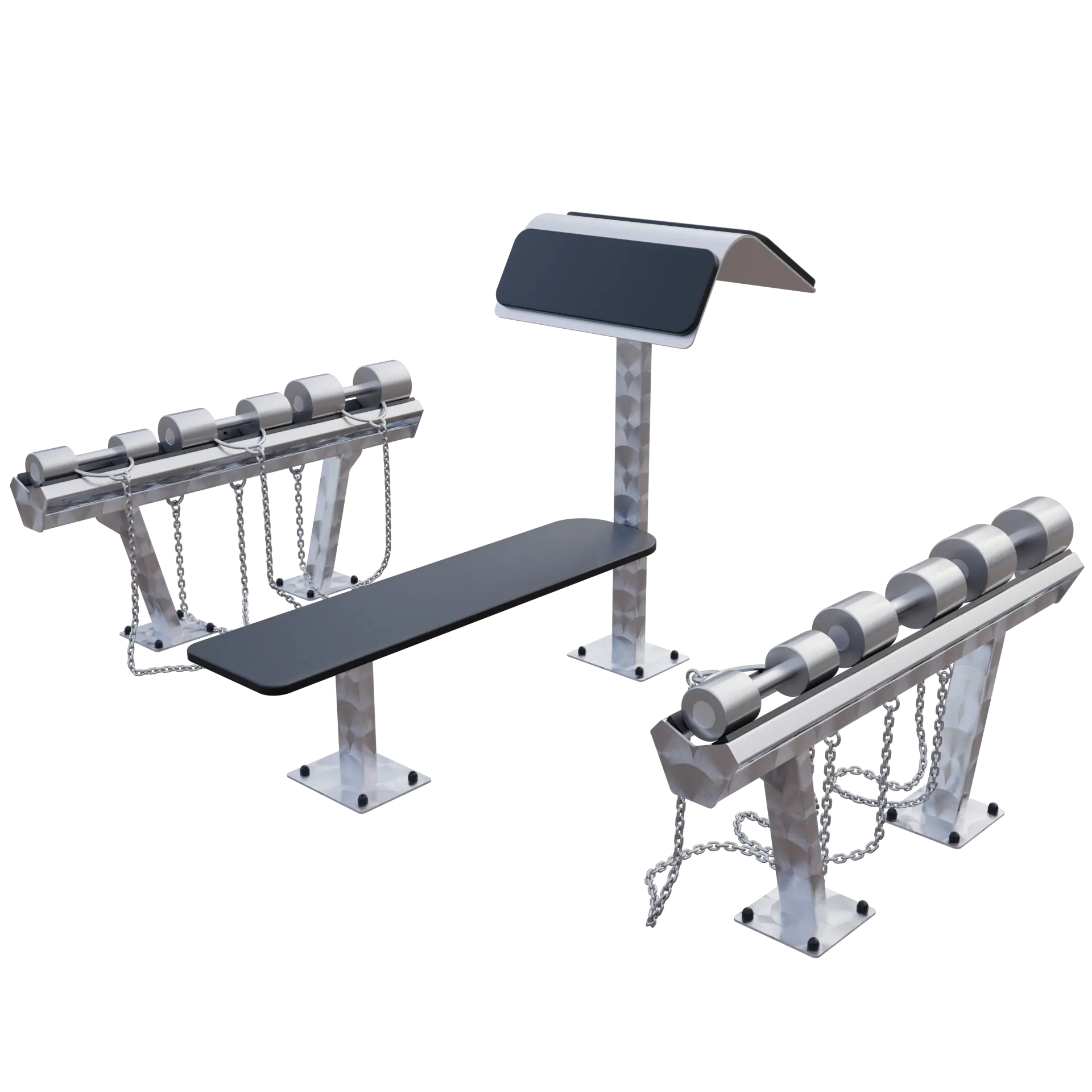 Banc plat et pupitre curl extérieur avec haltères légers