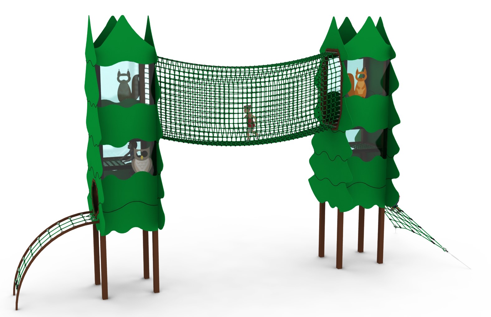 tours de jeu thematiques sapins en corde pour aire de jeux