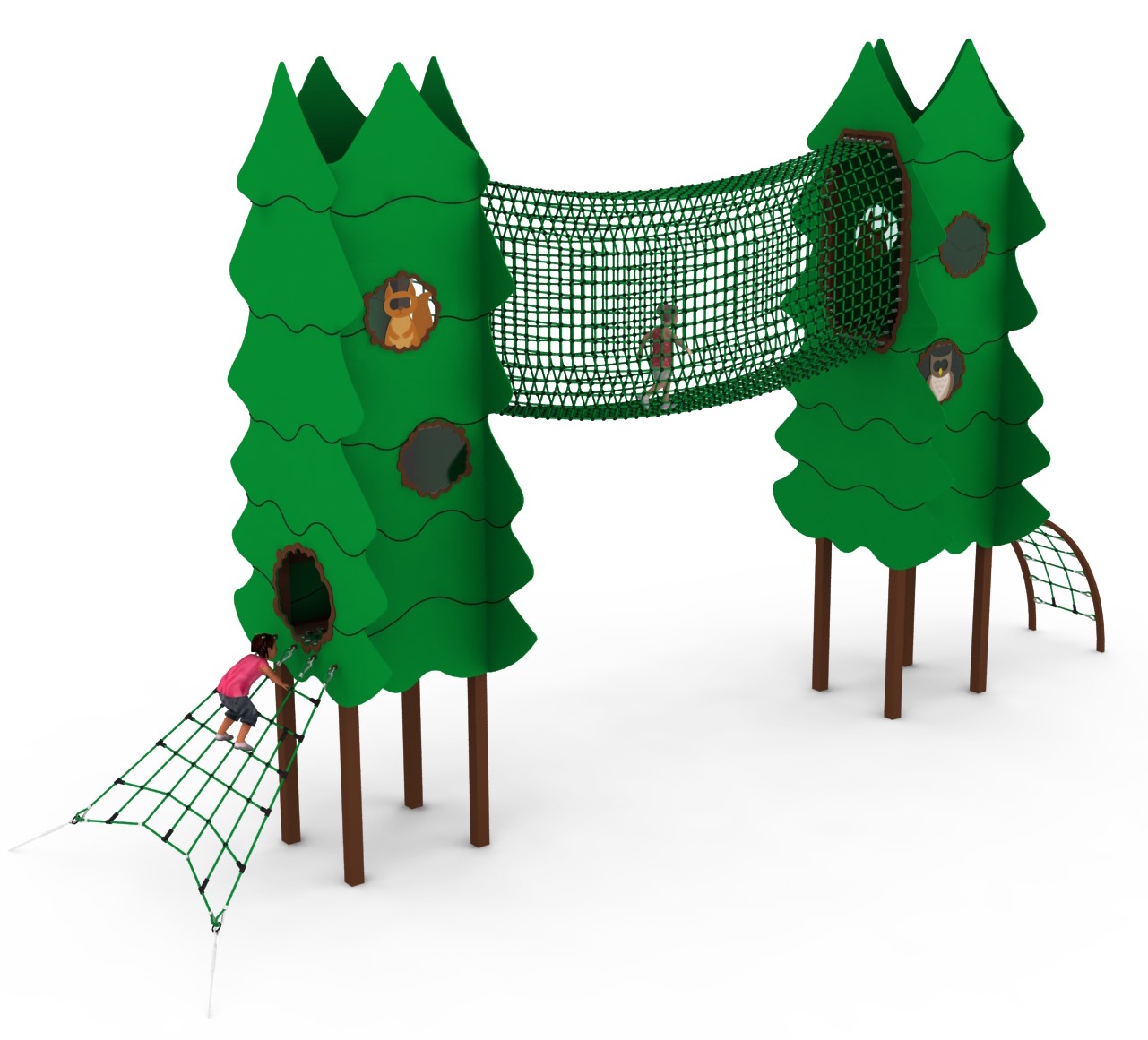 tours de jeu thematiques sapins en corde pour aire de jeux