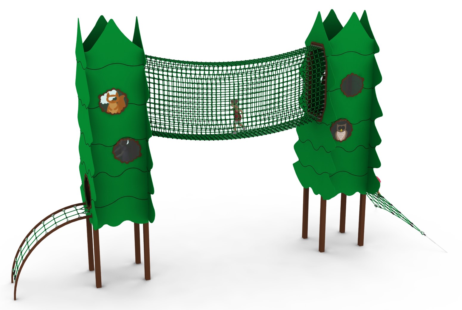 tours de jeu thematiques sapins en corde pour aire de jeux