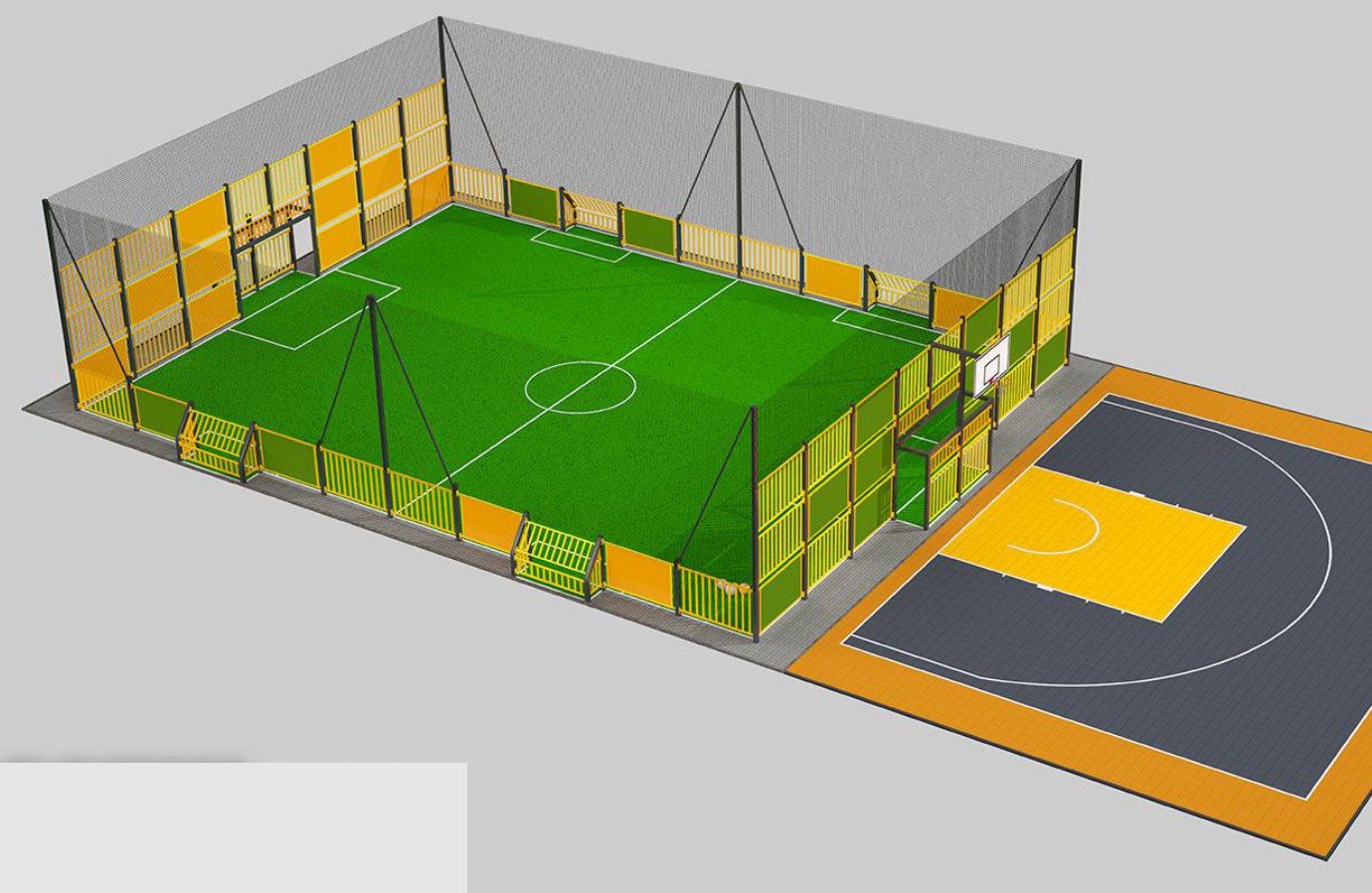 Complexe terrain Standard et basket 3×3 — 36,5 × 15,8 m
