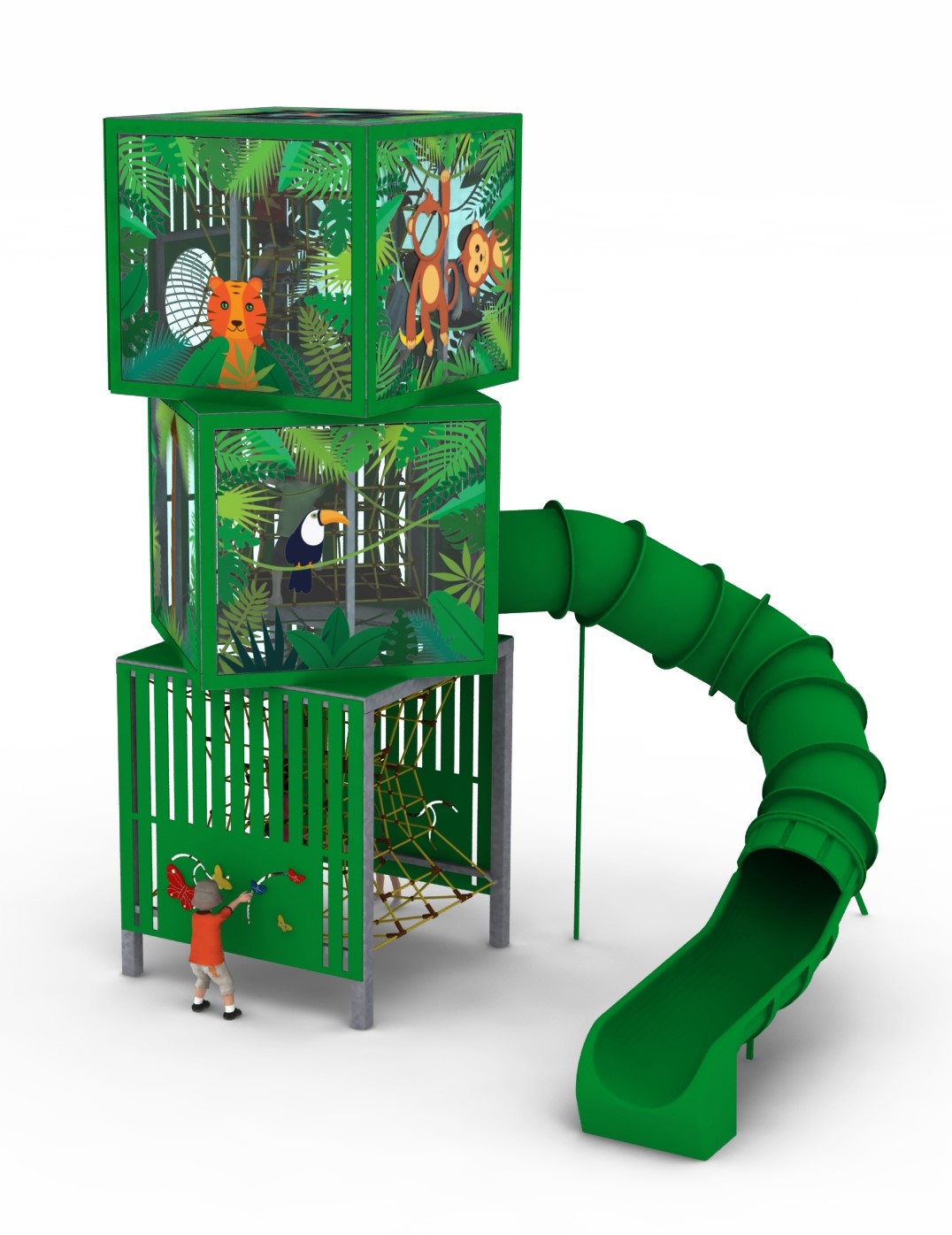 tour de jeu cubes3 jungle pour aire de jeux