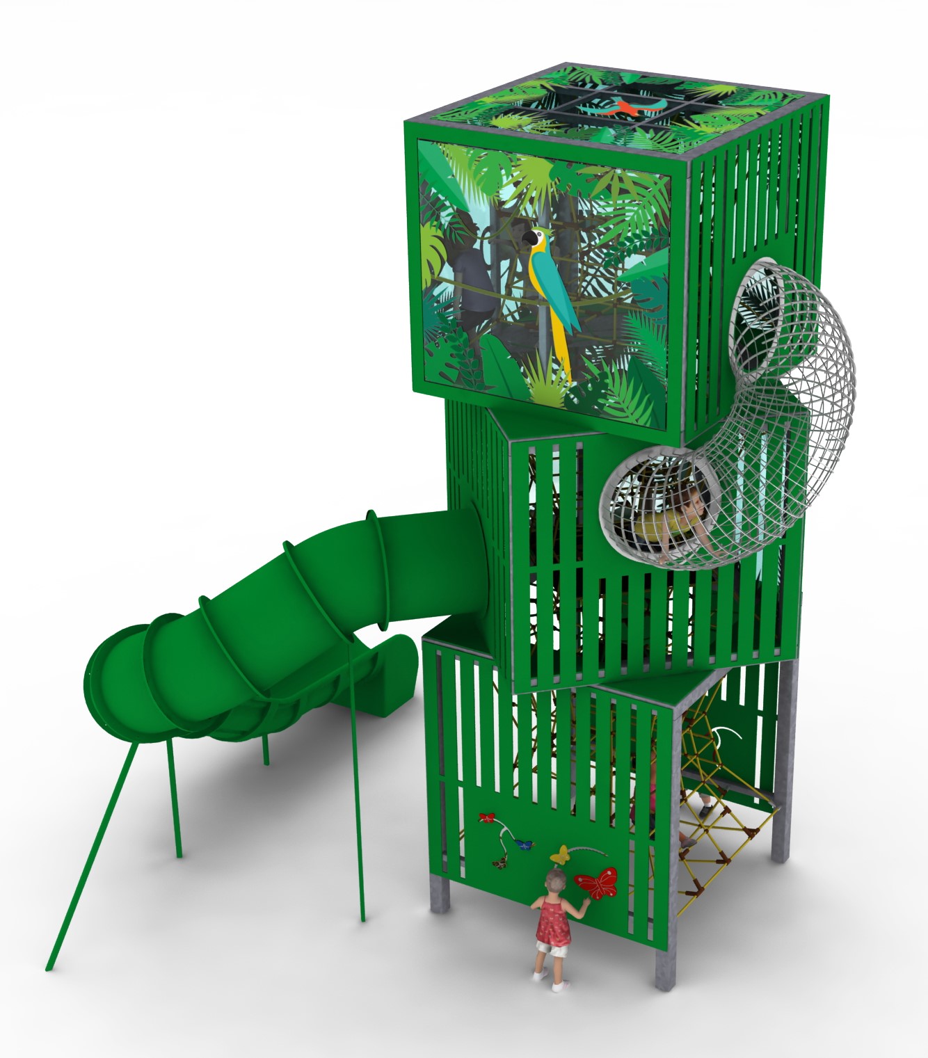 tour de jeu cubes3 jungle pour aire de jeux