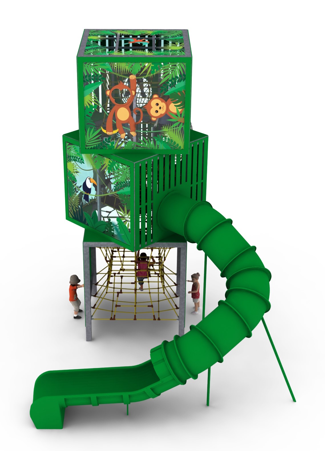 tour de jeu cubes3 jungle pour aire de jeux