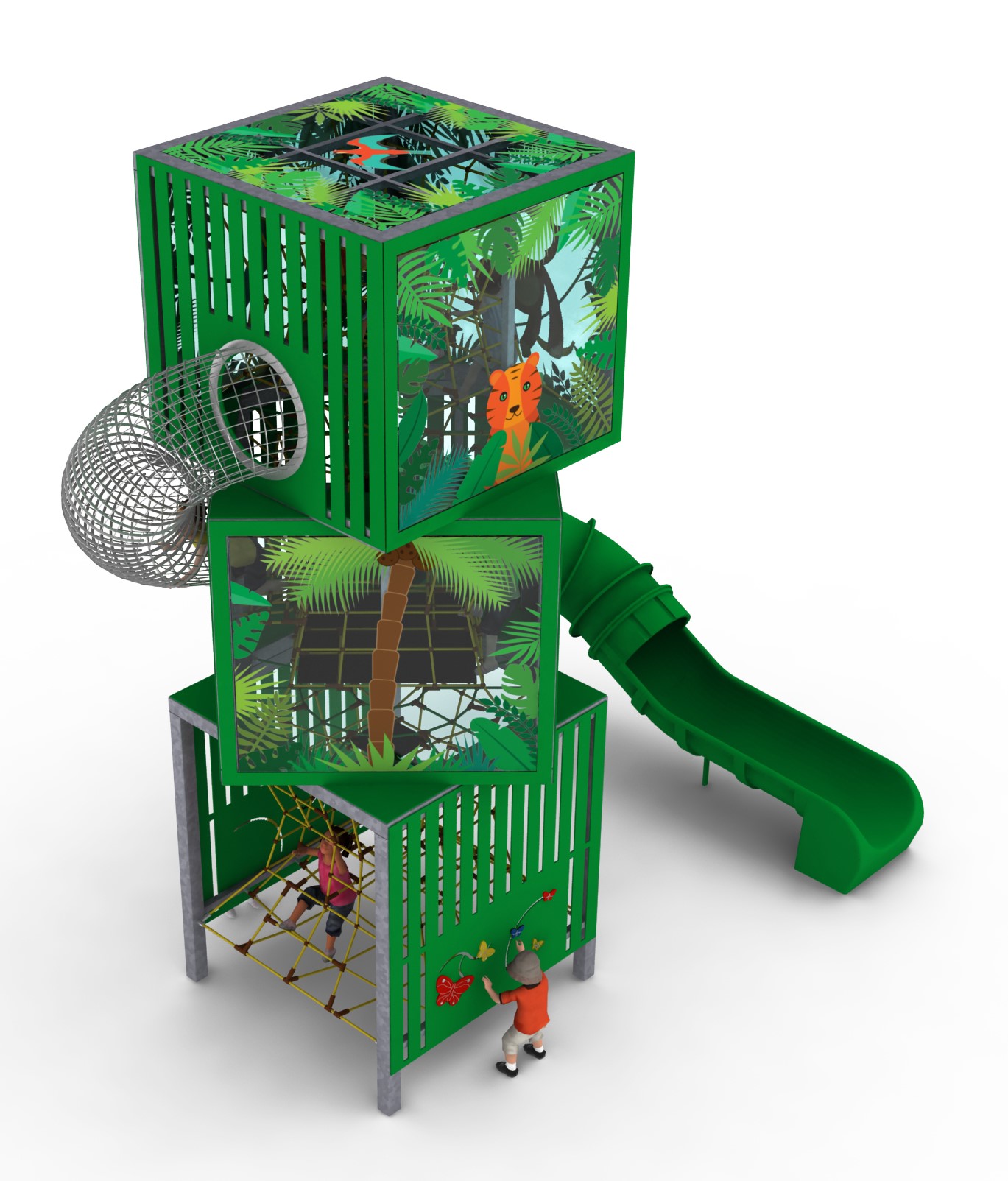 tour de jeu cubes3 jungle pour aire de jeux