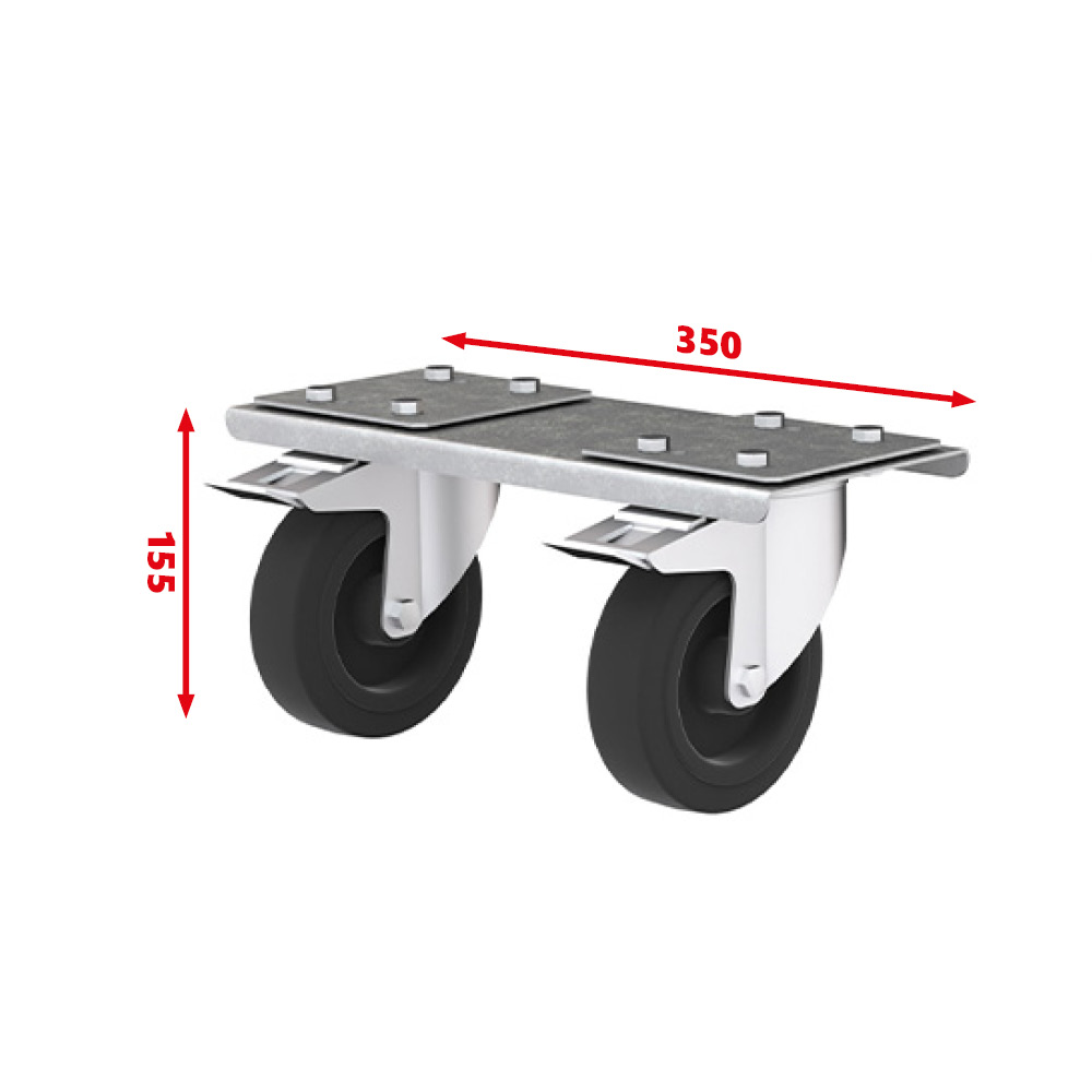 Jeu de 4 roulettes pivotantes Ø 125 mm pour coffre de rangement (OCRP35)