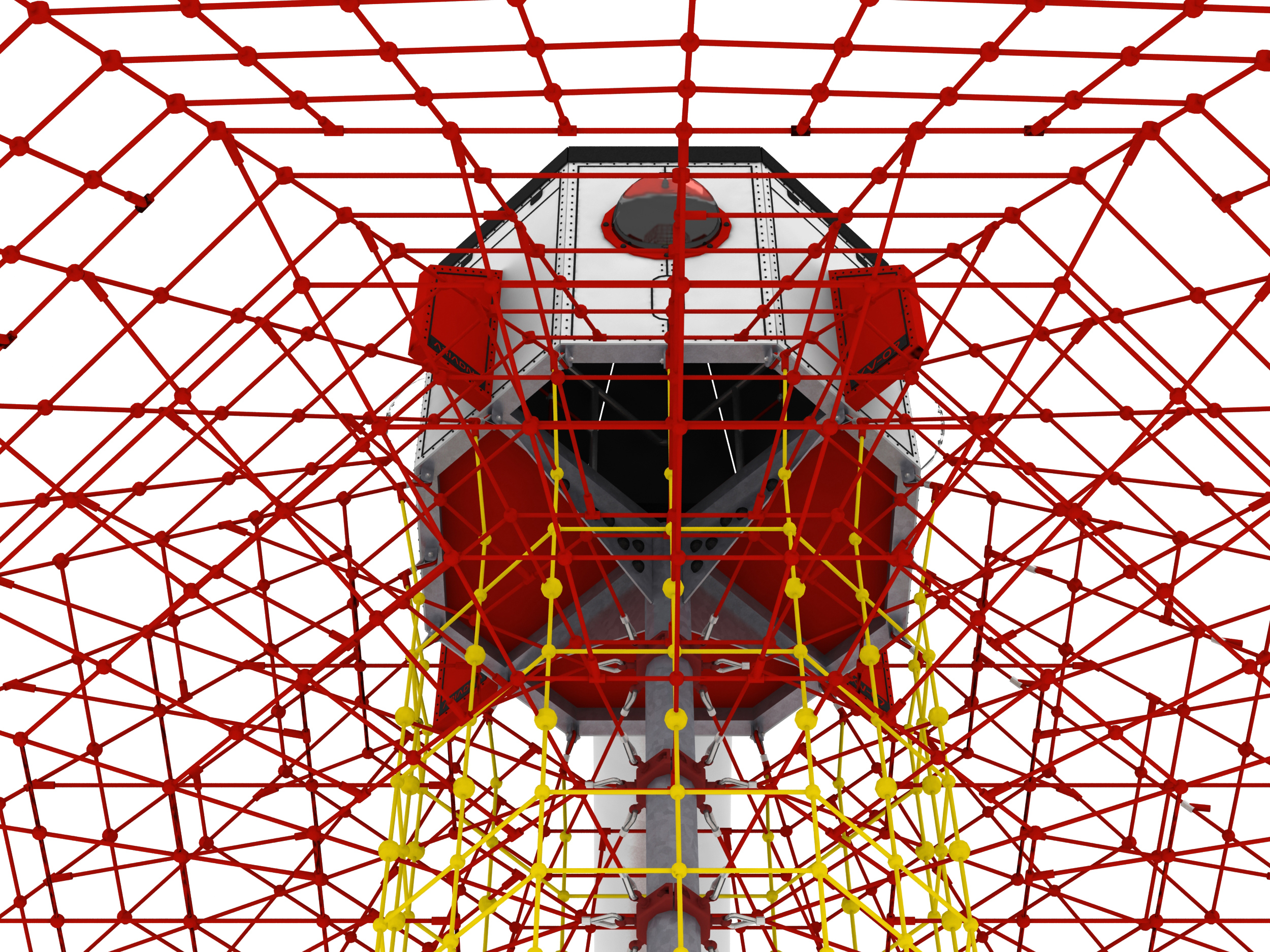 pyramide de jeu thematique capsule spatiale en corde pour aire de jeux