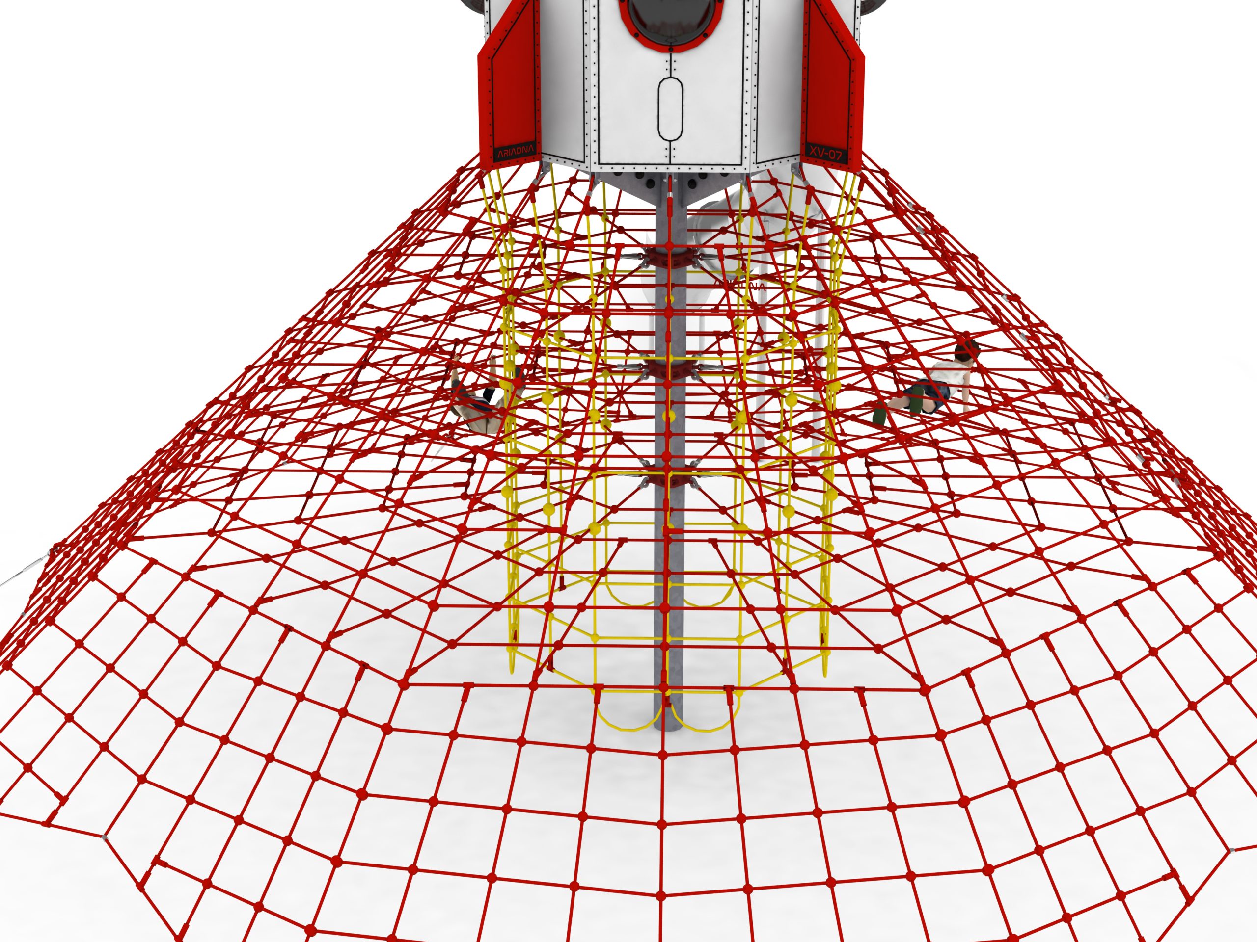 pyramide de jeu thematique capsule spatiale en corde pour aire de jeux