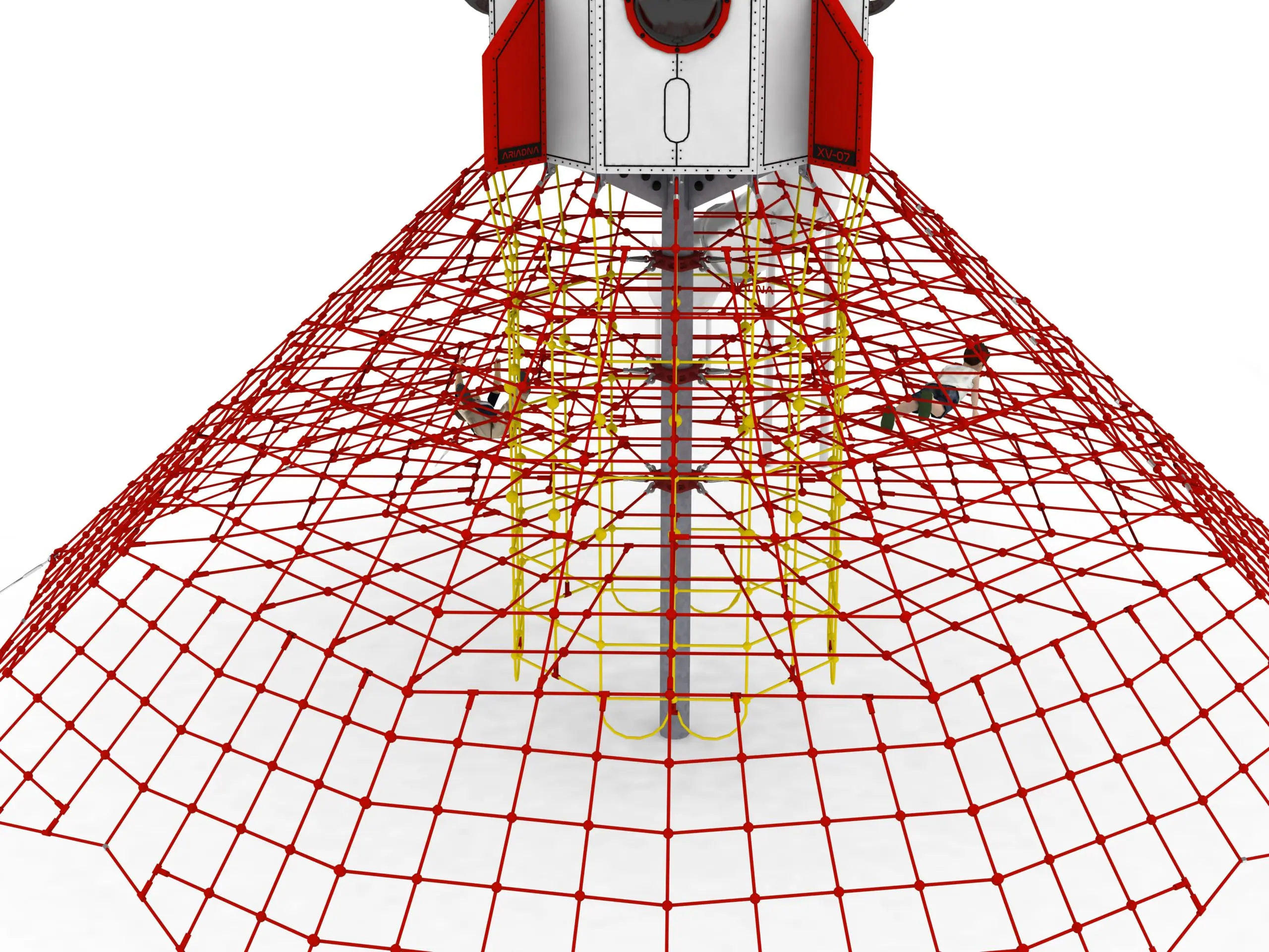 Space Capsule Rope Play Pyramid with Tube Slide