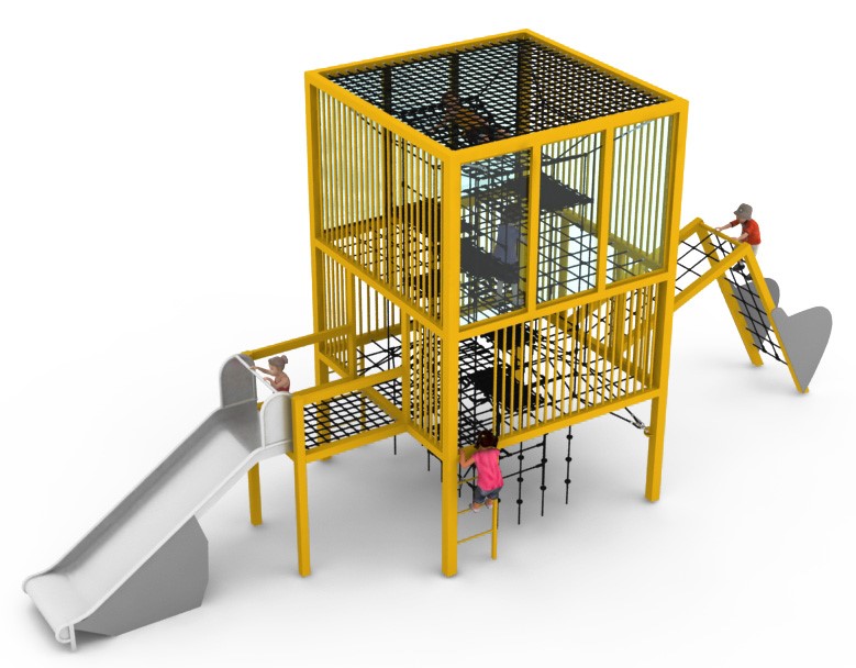 structure de jeu thematique chantier en corde pour aire de jeux