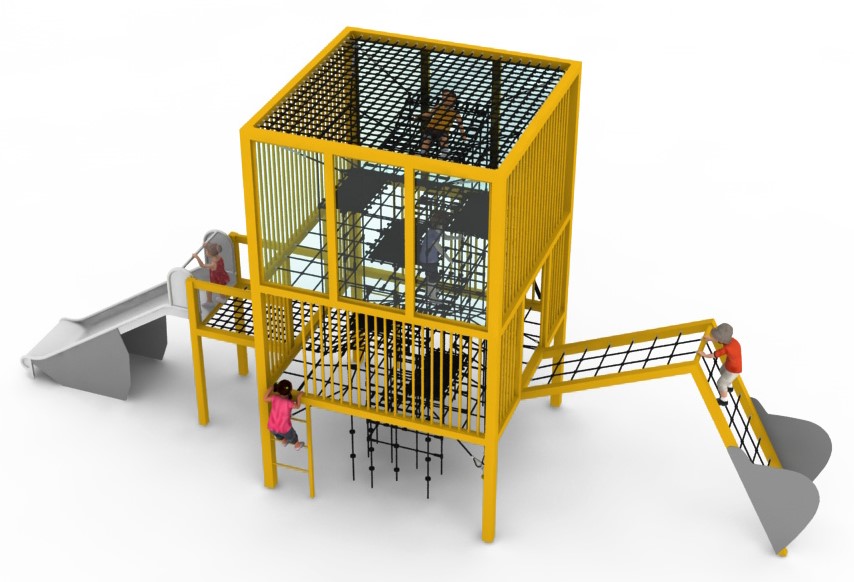 structure de jeu thematique chantier en corde pour aire de jeux