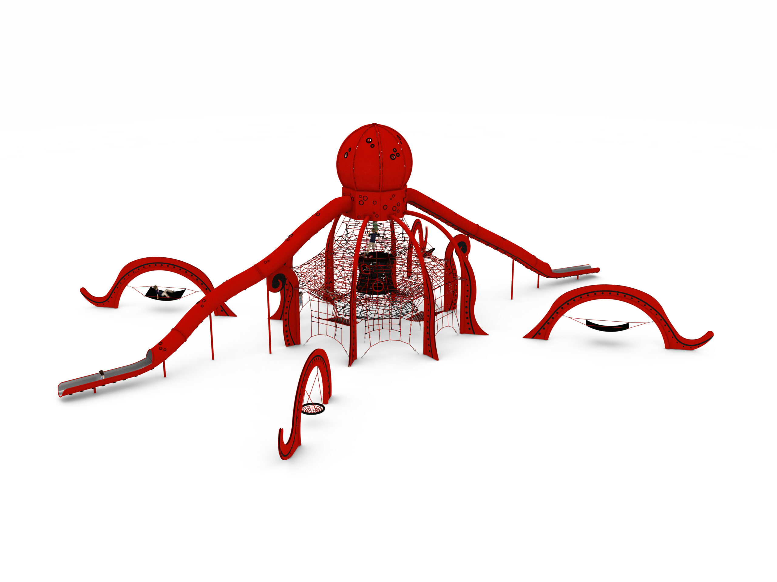 structure de jeu thematique pieuvre en corde pour aire de jeux