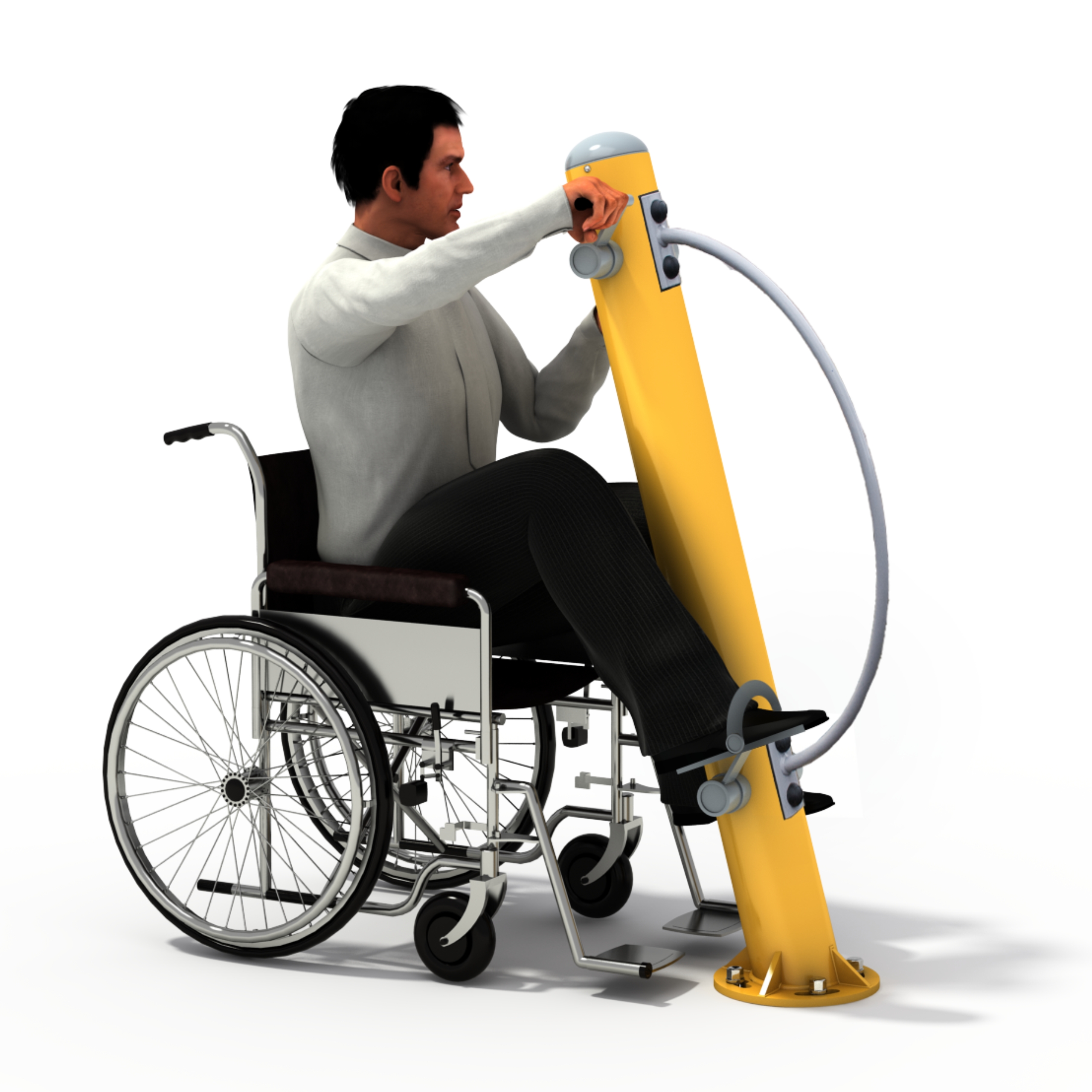 TRAINER Pedalier a Bras sur Poteau Incline pour PMR - appareil de fitness exterieur PMR