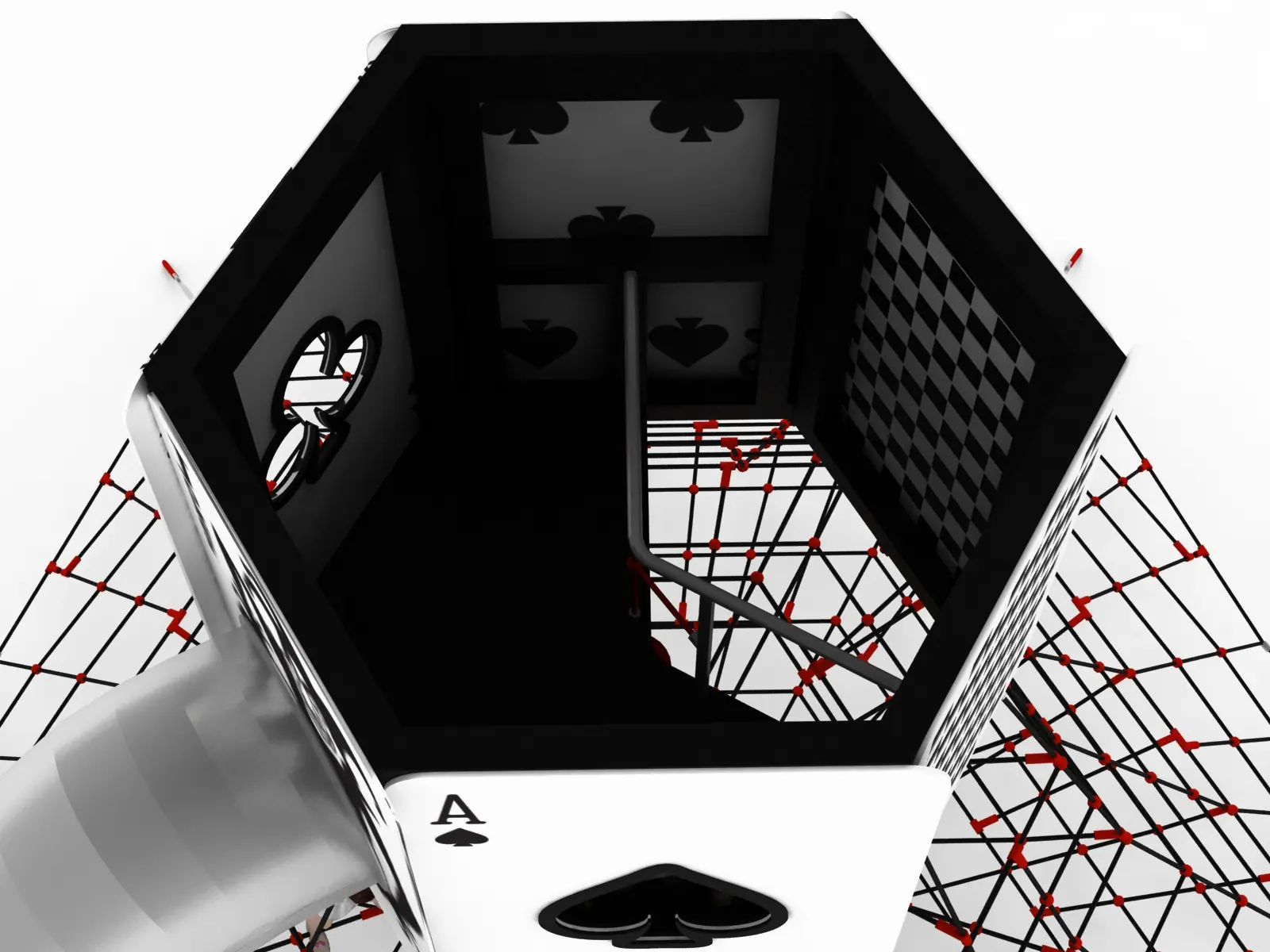 House of Cards Rope Play Pyramid with Tube Slide