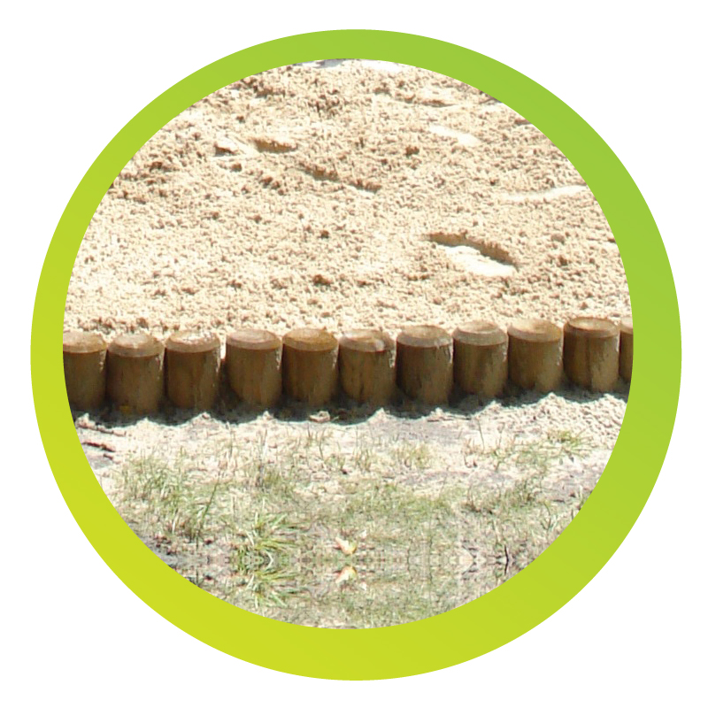 Bordure en palissade bois pour aire de jeux