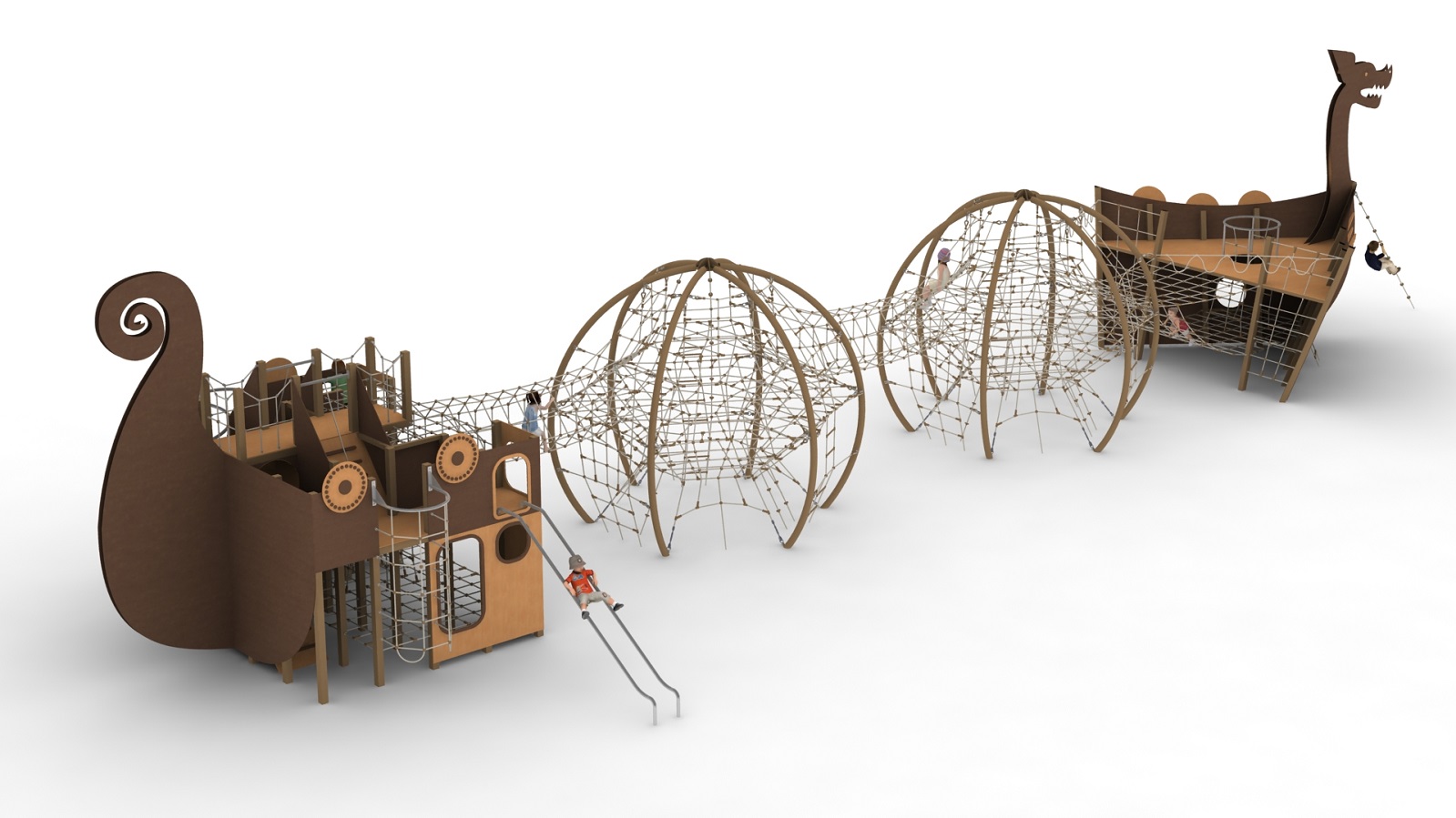 navire viking structure de jeu en corde pour aire de jeux
