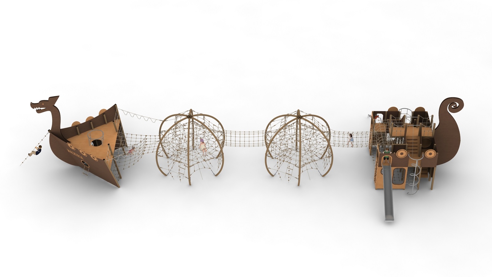 navire viking structure de jeu en corde pour aire de jeux