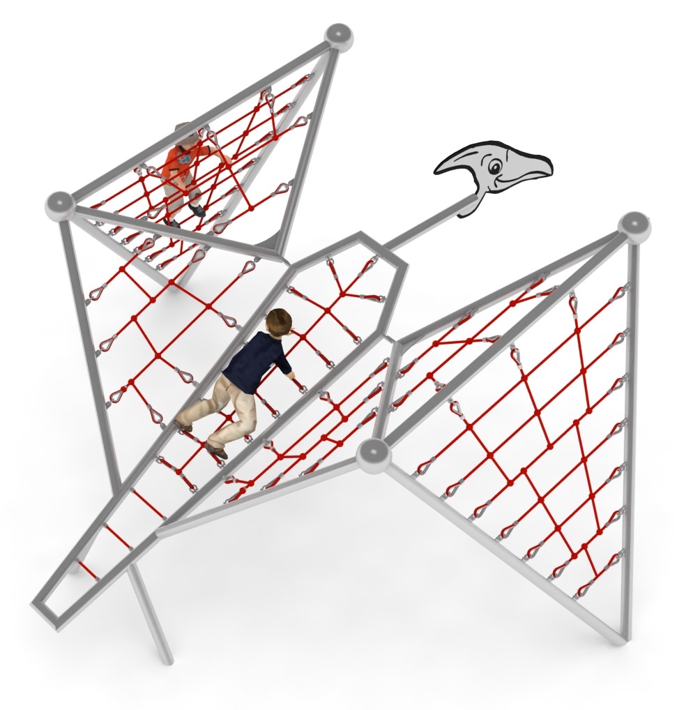 structure de jeu thematique dinosaure pterodactyle en corde pour aire de jeux