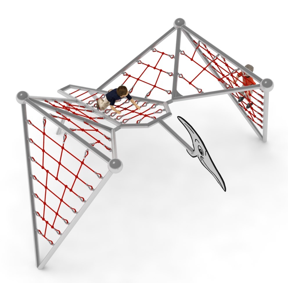 structure de jeu thematique dinosaure pterodactyle en corde pour aire de jeux