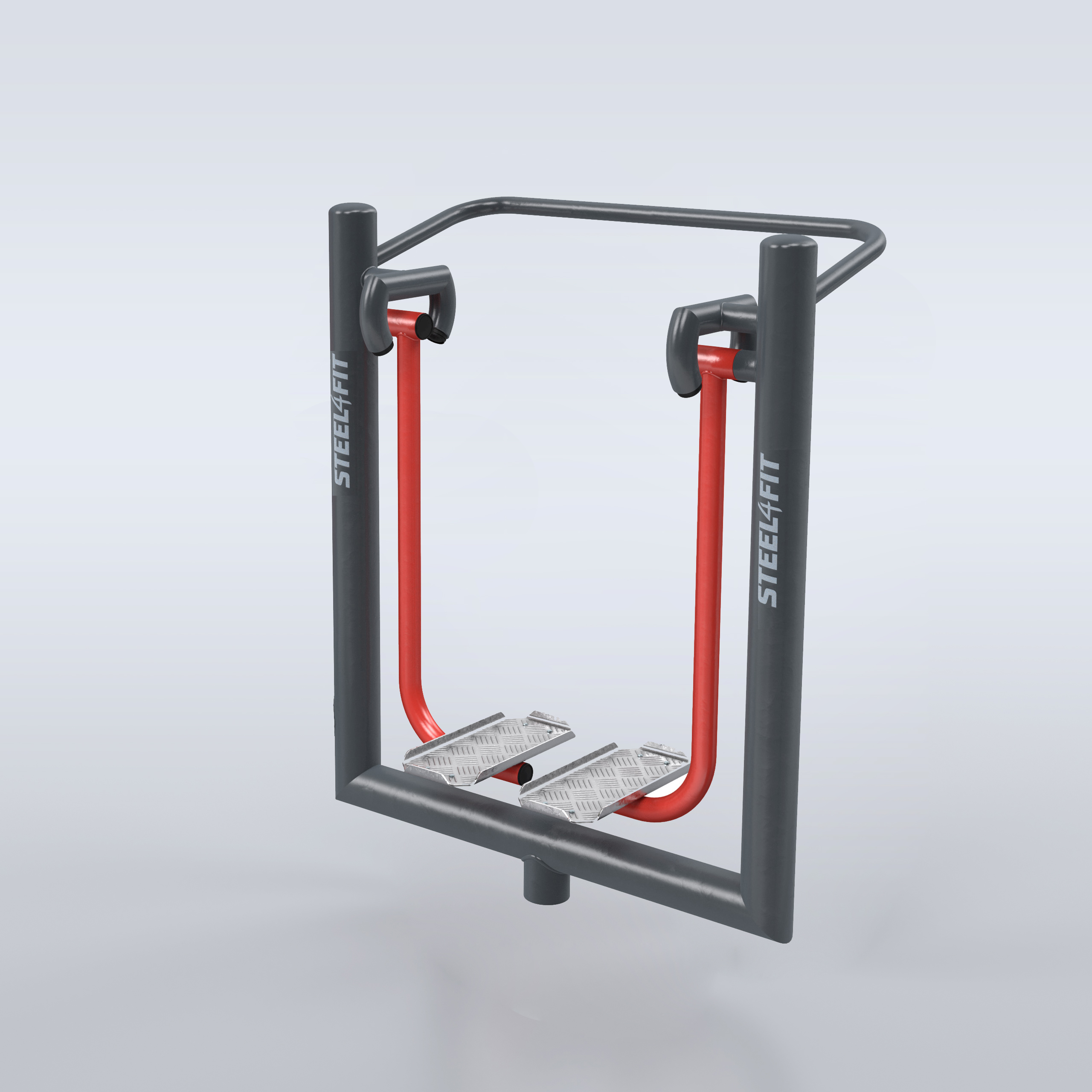 TRAINER Marcheur Nordique Steel4Fit - appareil de fitness exterieur acier renforce rouge graphite