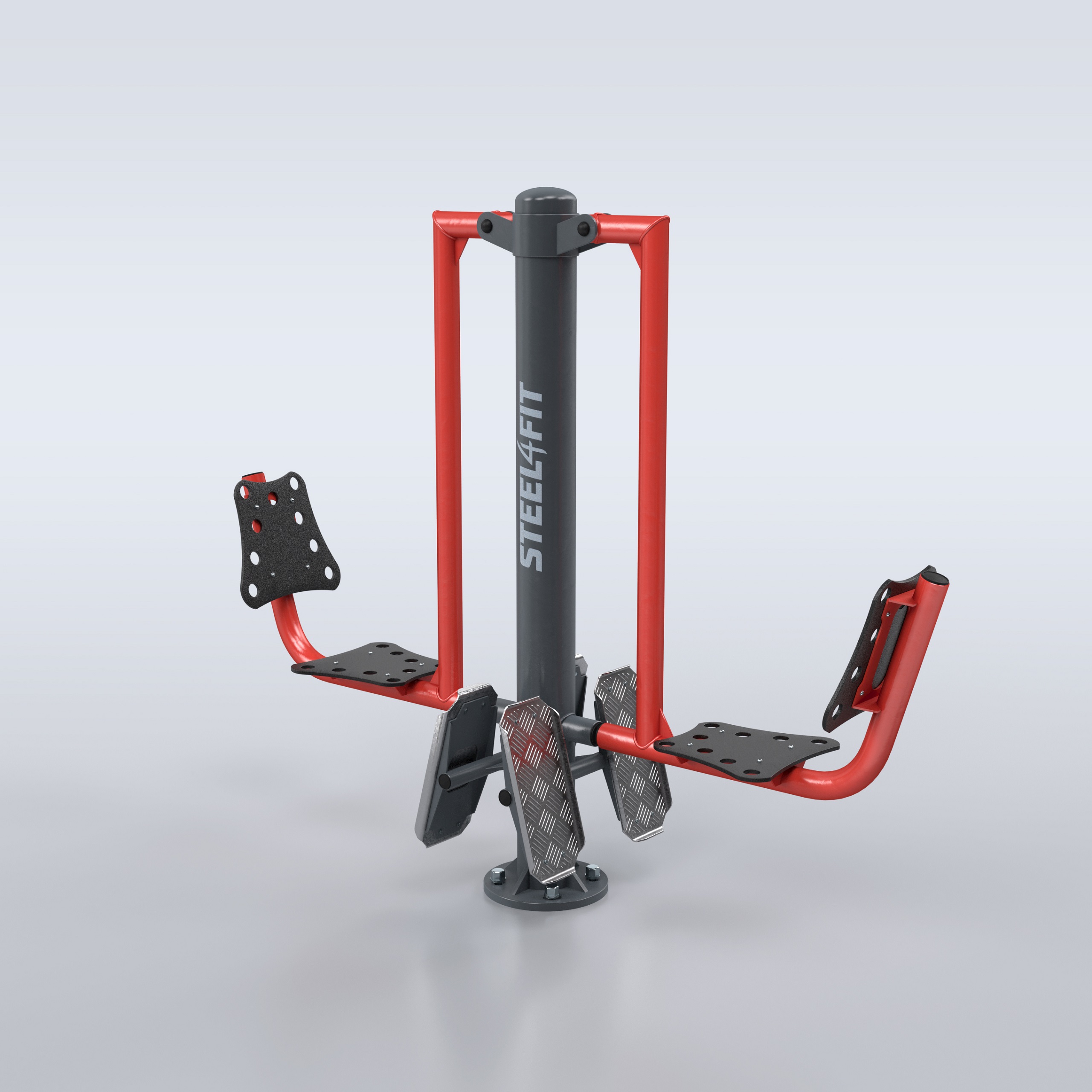 TRAINER Presse Quadriceps Double Steel4Fit - appareil de fitness exterieur acier renforce rouge graphite