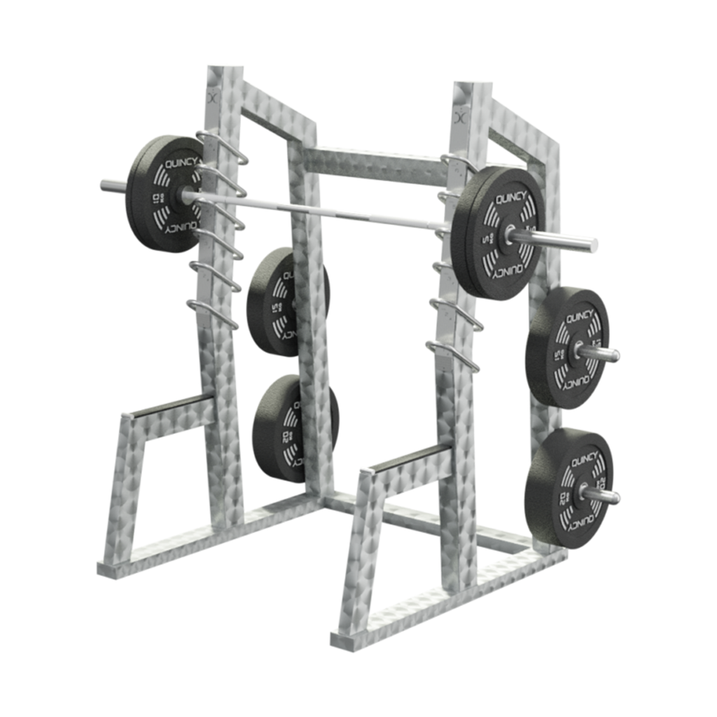 Rack à squat olympique extérieur inox avec plateforme