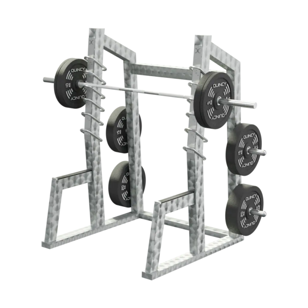 Rack à squat olympique extérieur inox avec plateforme