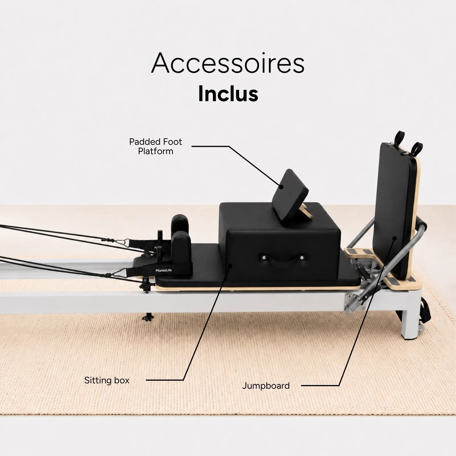 AERO Pilates Reformer mit Rahmen aus eloxiertem Aluminium