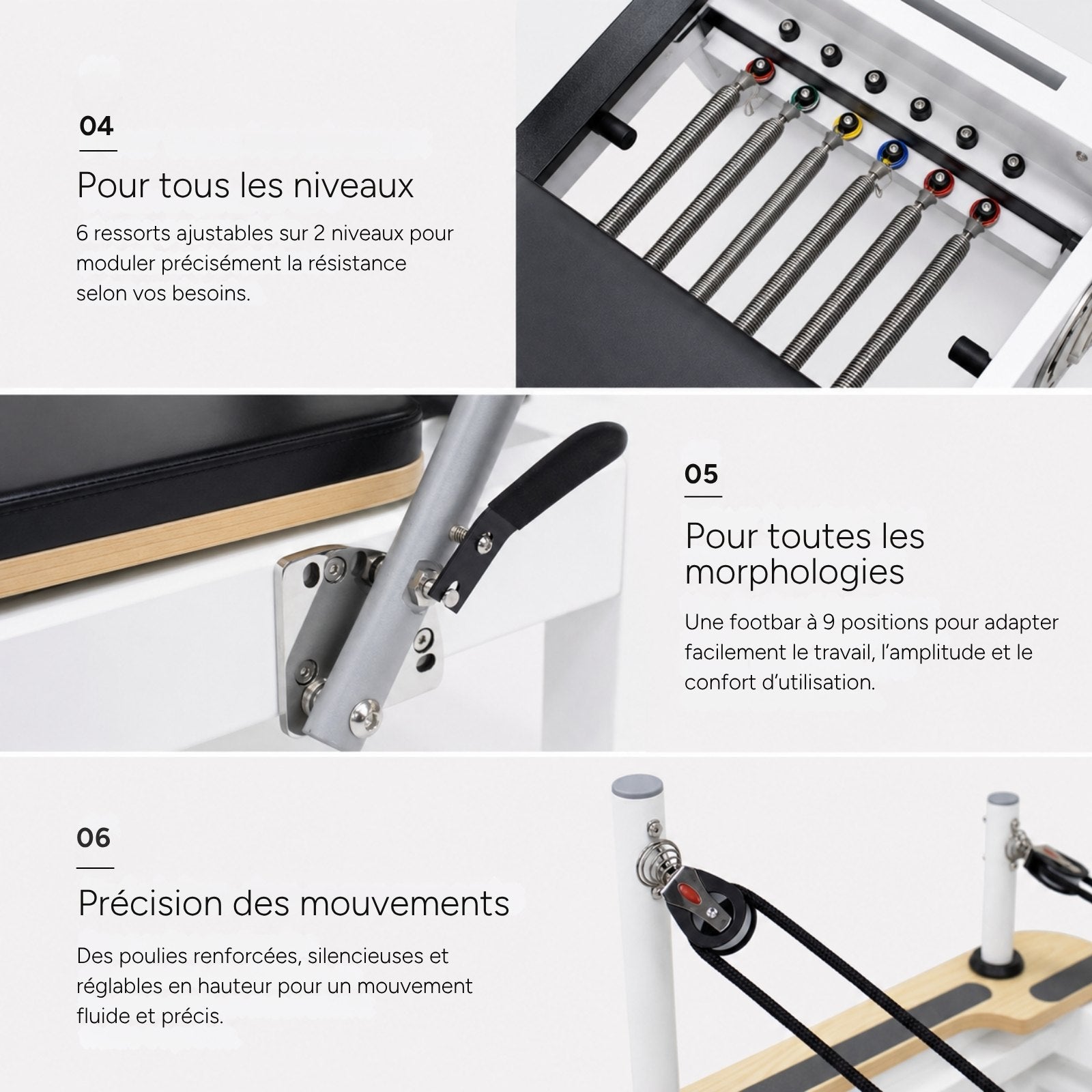Reformer Pilates Aero à cadre aluminium anodisé, vue 4