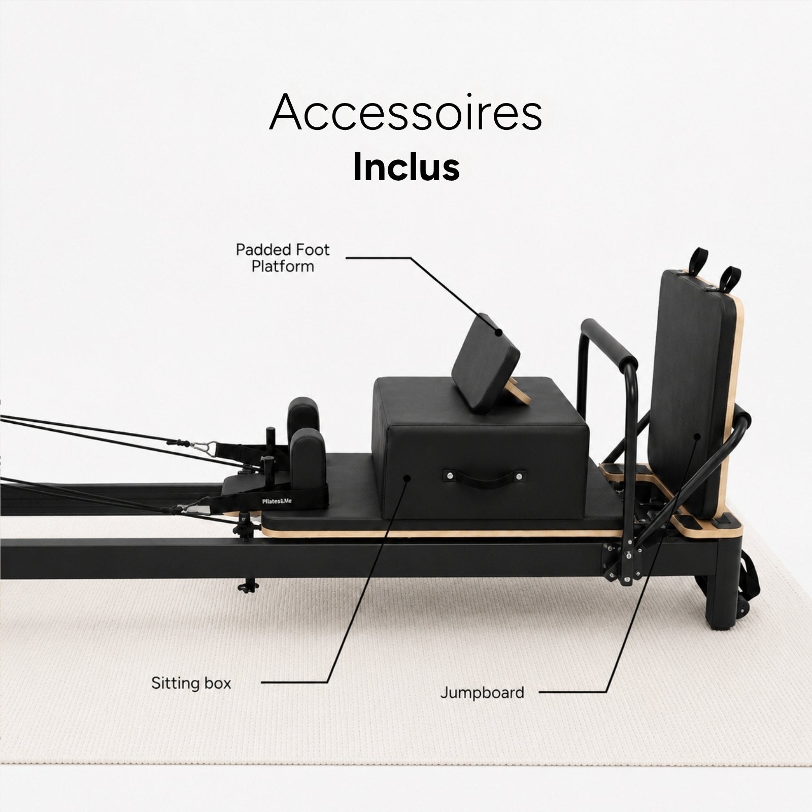 Reformer Pilates Aero Black Edition finition noire, vue 3