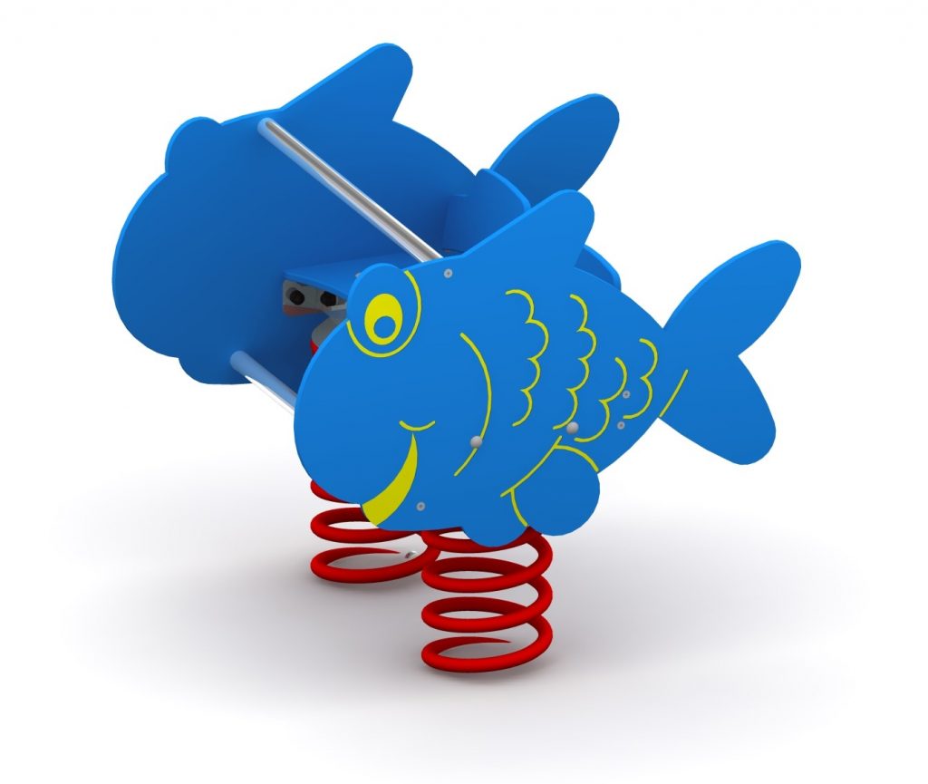 bascule à ressort double pour aire de jeux, modèle poisson