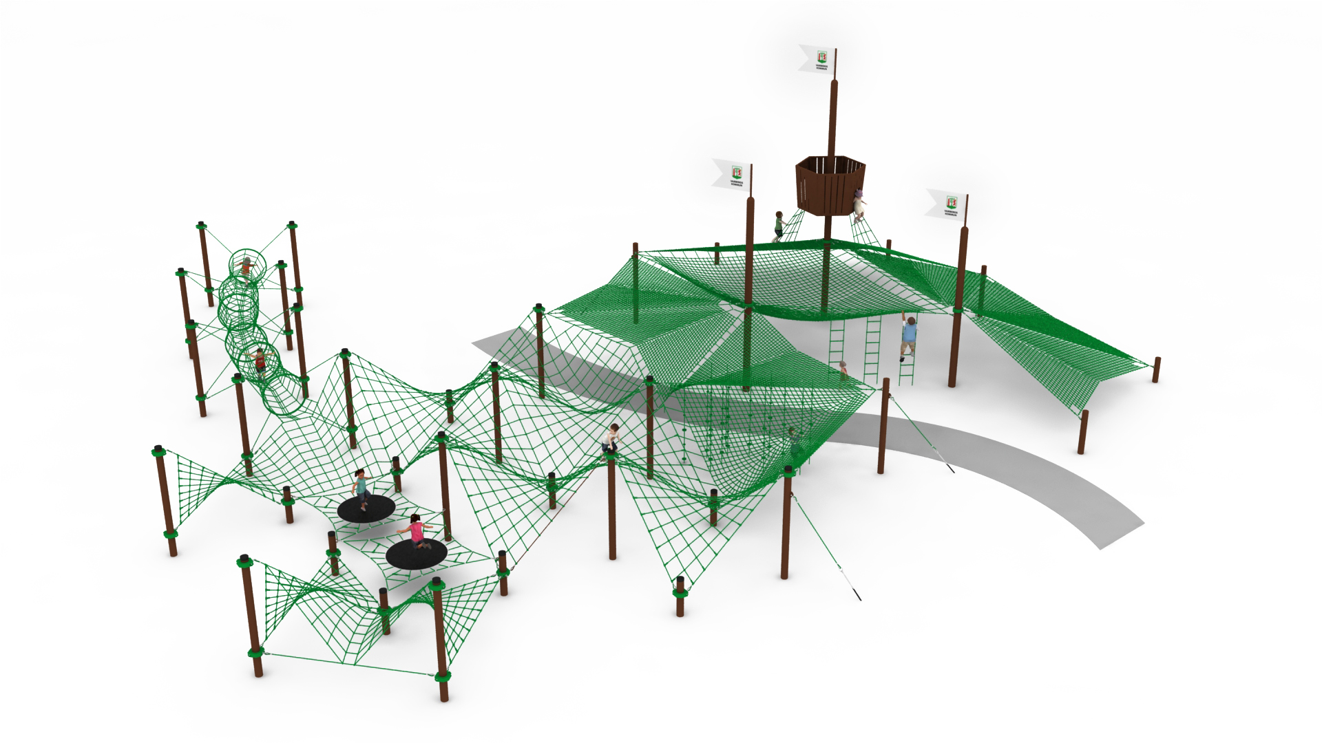 structure de jeu thematique filets de pecheurs en corde pour aire de jeux