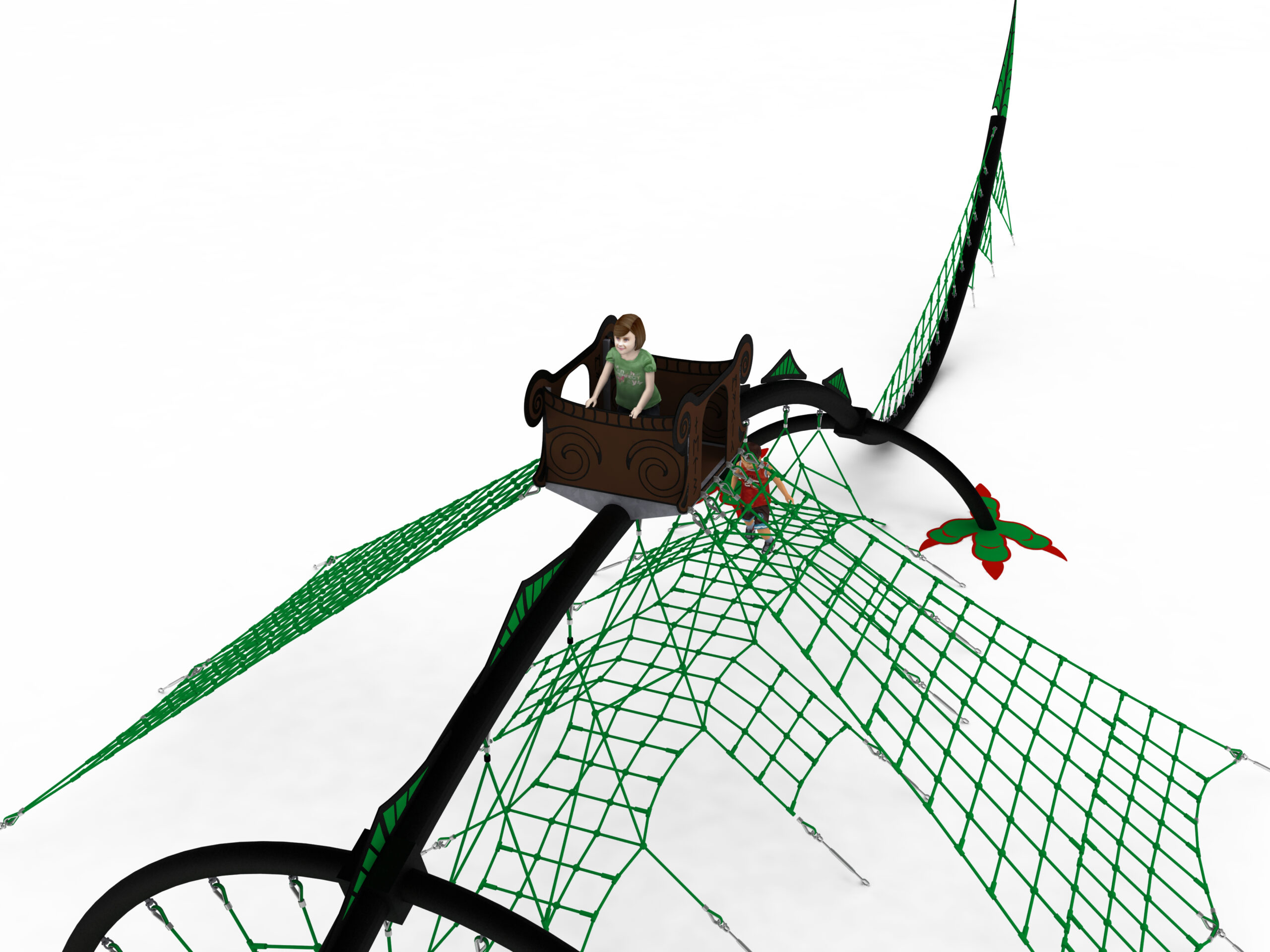 structure de jeu thematique dragon legendaire en corde pour aire de jeux