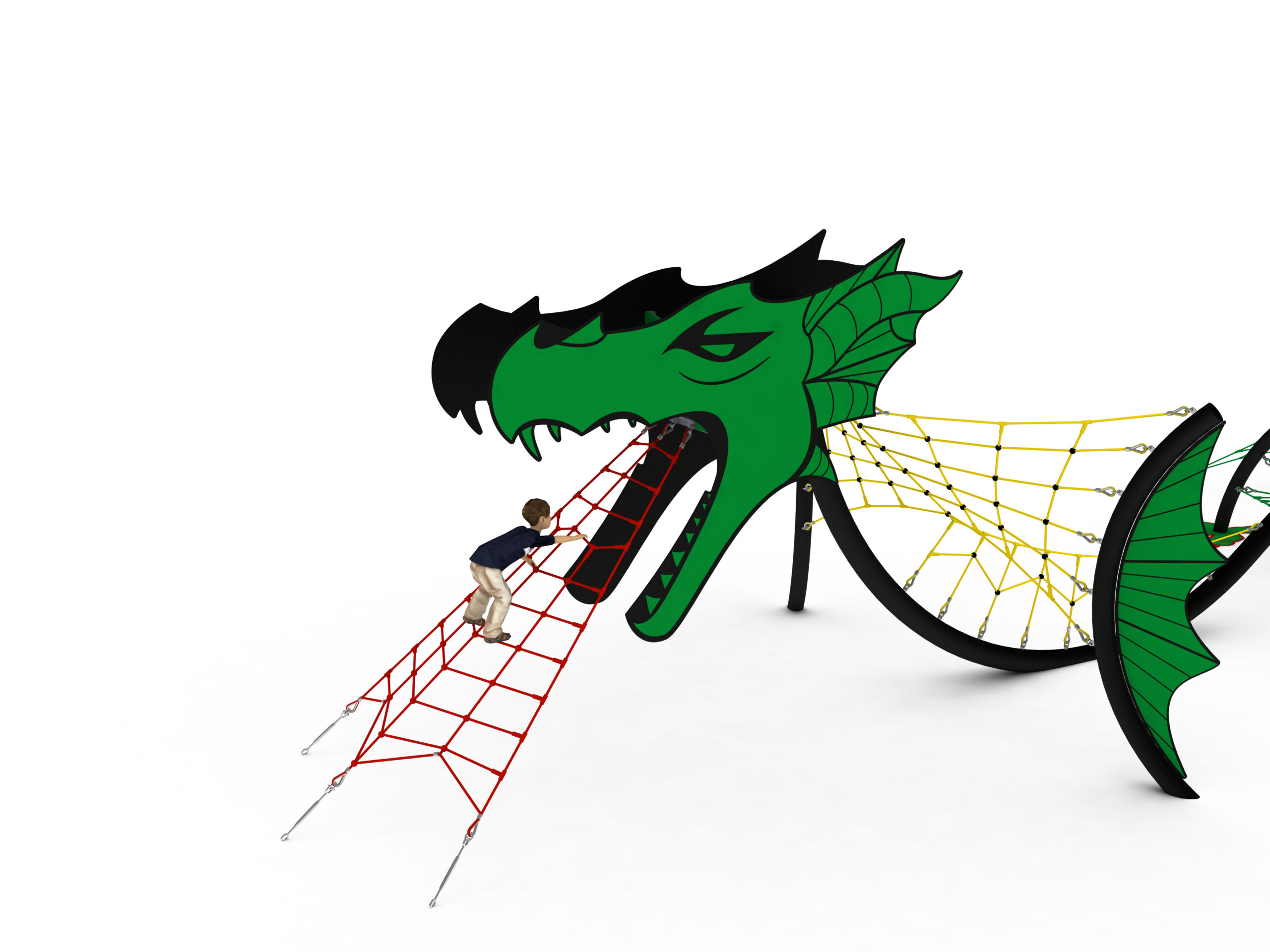 structure de jeu thematique dragon legendaire en corde pour aire de jeux