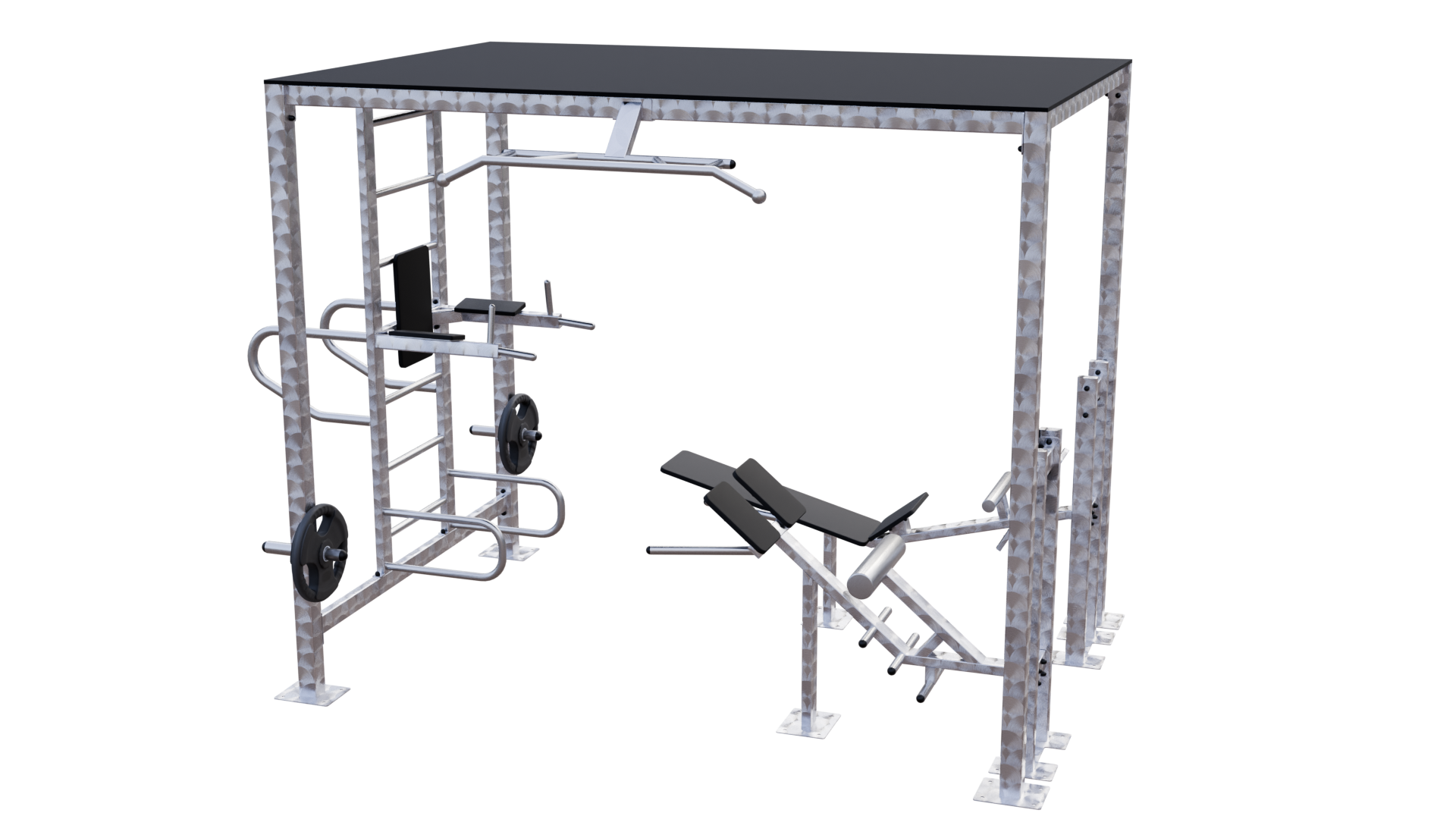 Station de musculation extérieure multifonction avec toit