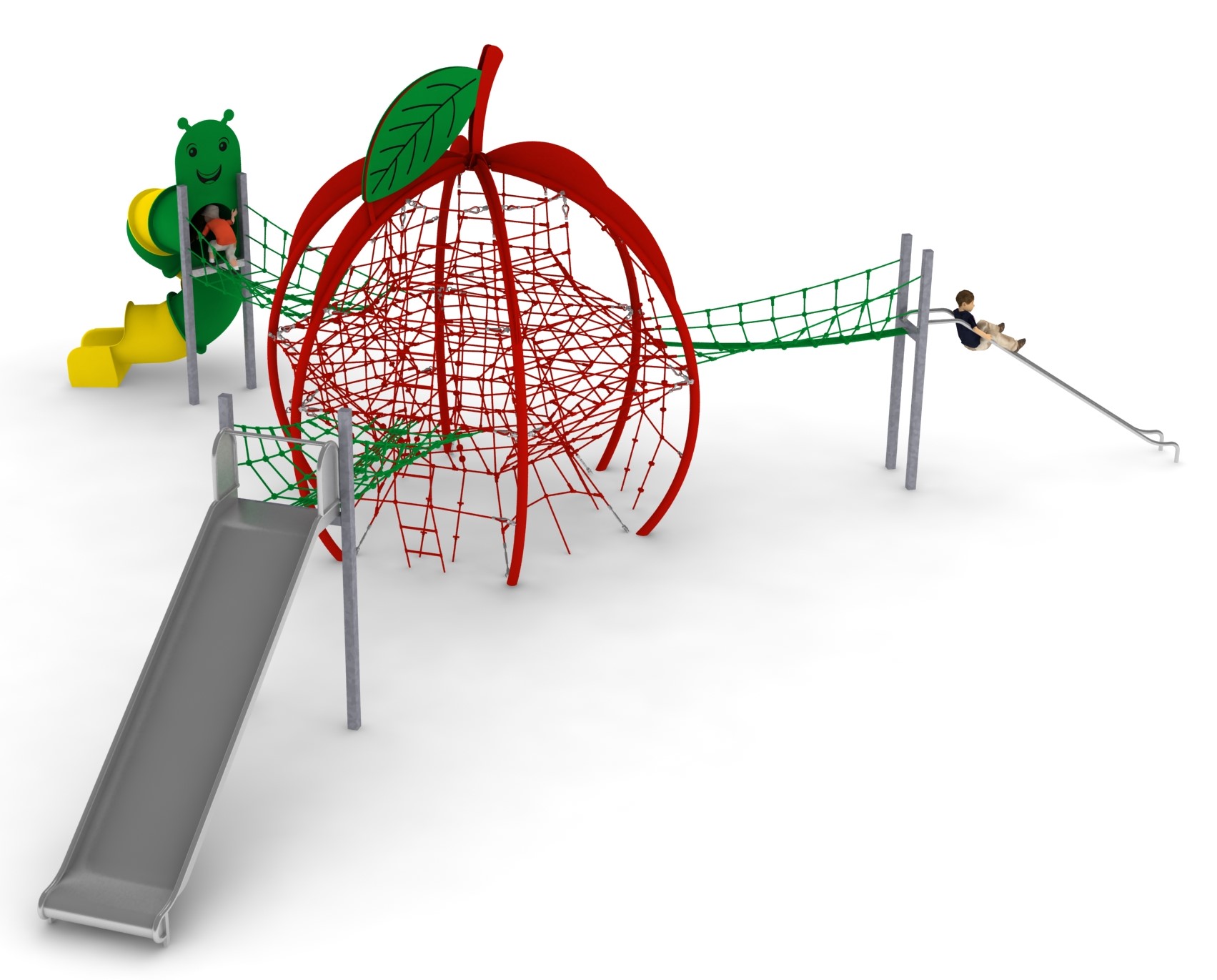 structure de jeu thematique pomme en corde pour aire de jeux