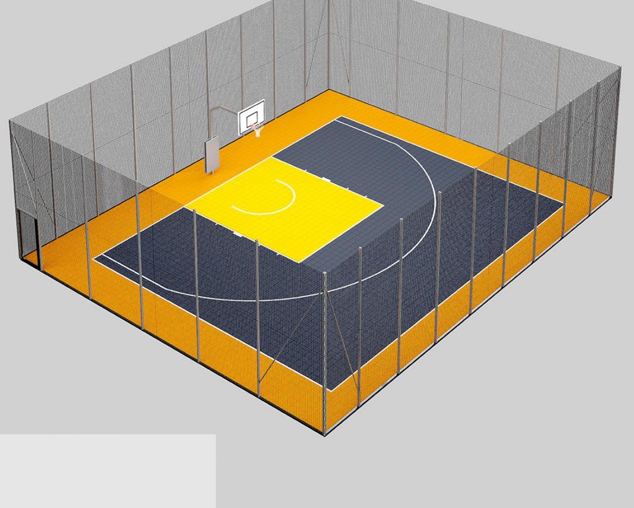 Terrain de basket 3×3 modulaire 17,3 × 14,1 m - vue 2
