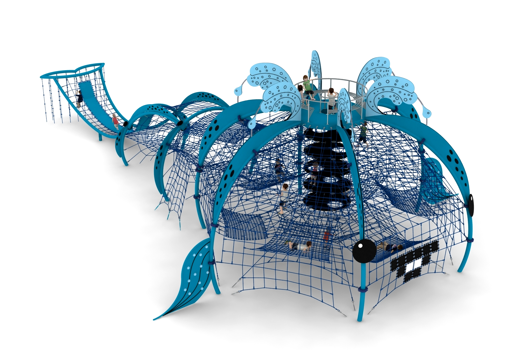 structure de jeu thematique baleine en corde pour aire de jeux
