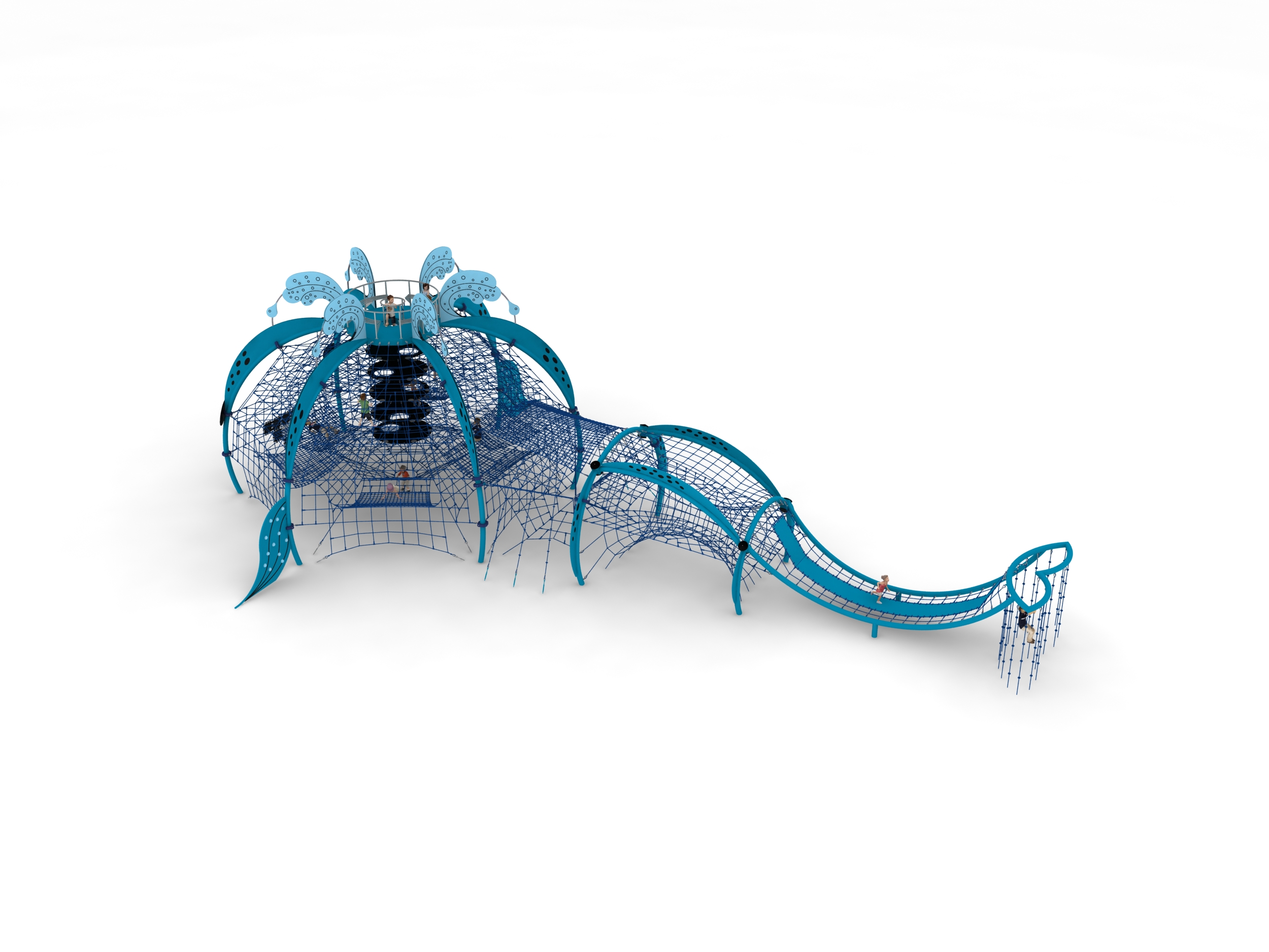 structure de jeu thematique baleine en corde pour aire de jeux