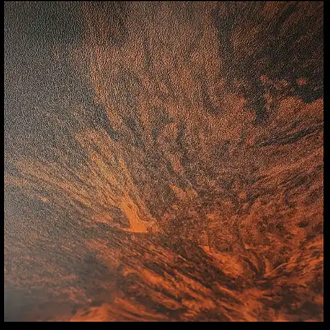 Dalle puzzle 7 mm effet marbre orange, veinage minéral vue de dessus