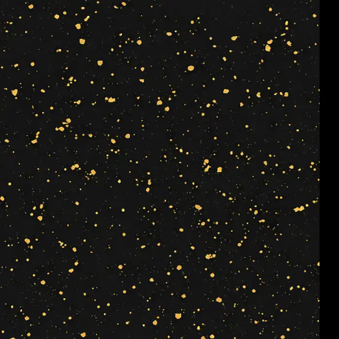 Dalle puzzle 7 mm noire mouchetee de points jaunes, vue de dessus