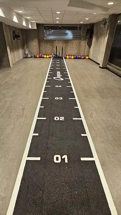 Pista de césped artificial CrossFit 20 m x 2 m, fibra rizada negra