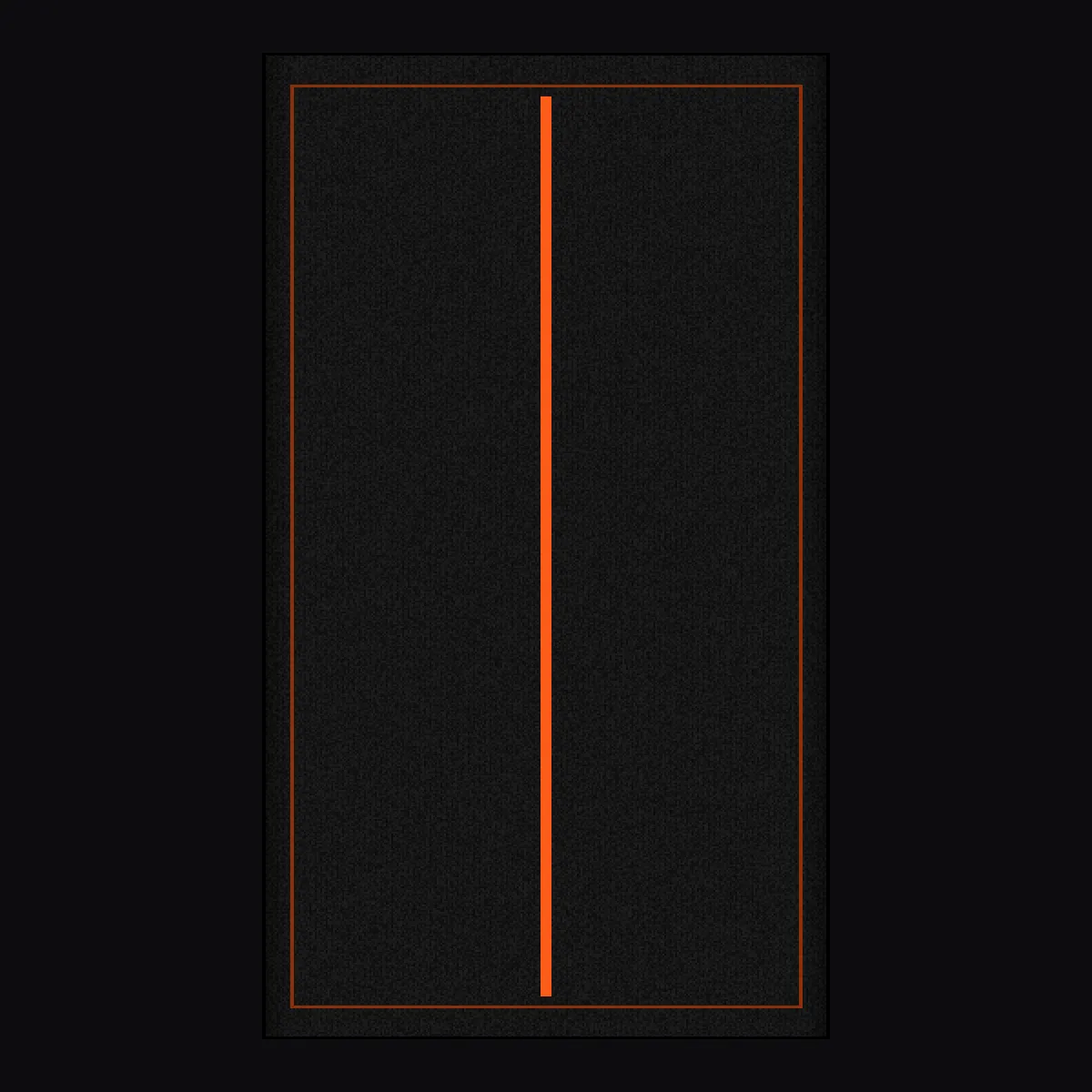 Piste Gazon 16 mm Line Up, vue de dessus, marquage orange sur gazon noir